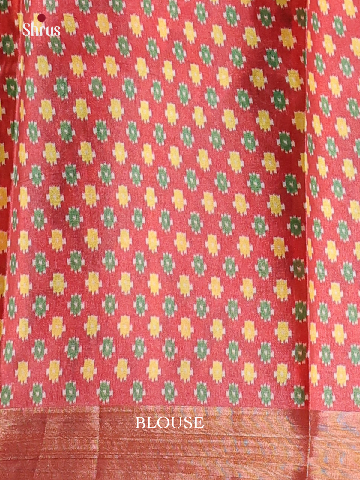 Red & Green - Printed Tussar Saree - Shop on Shrus.com