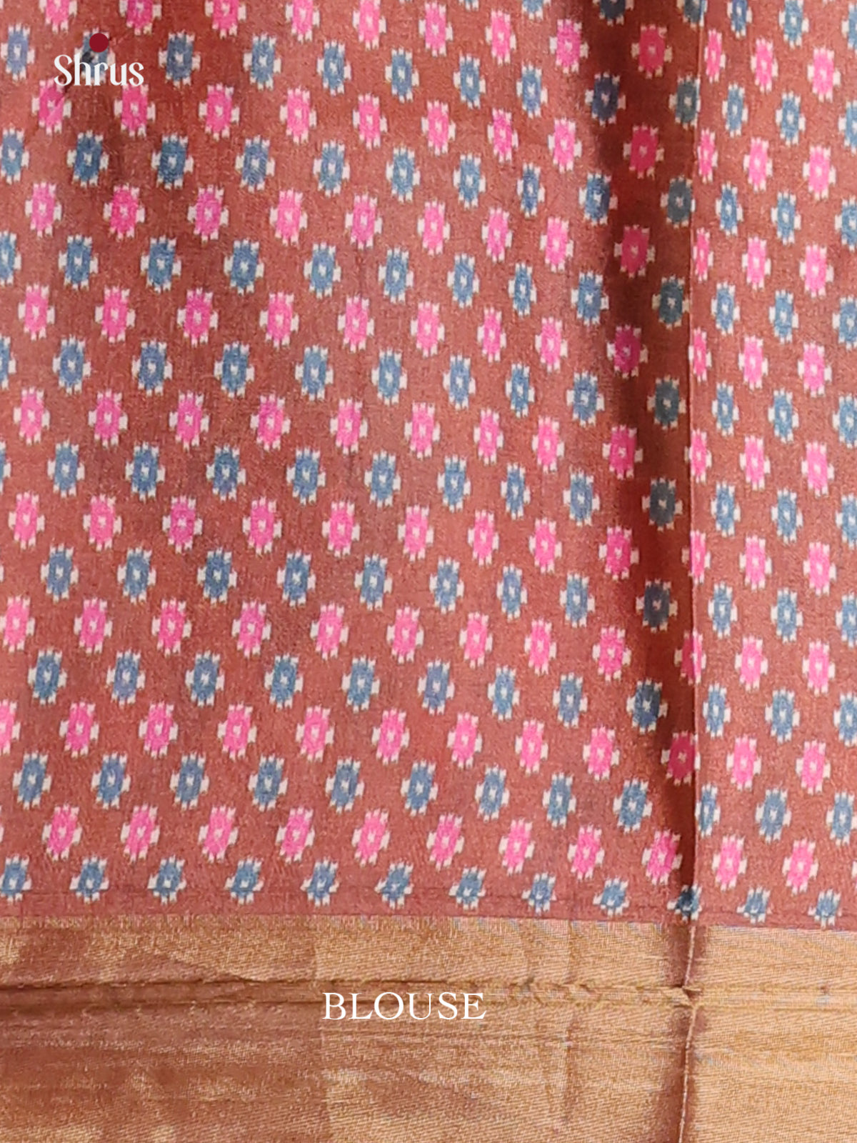 Mustard & Brown - Printed Tussar Saree - Shop on Shrus.com