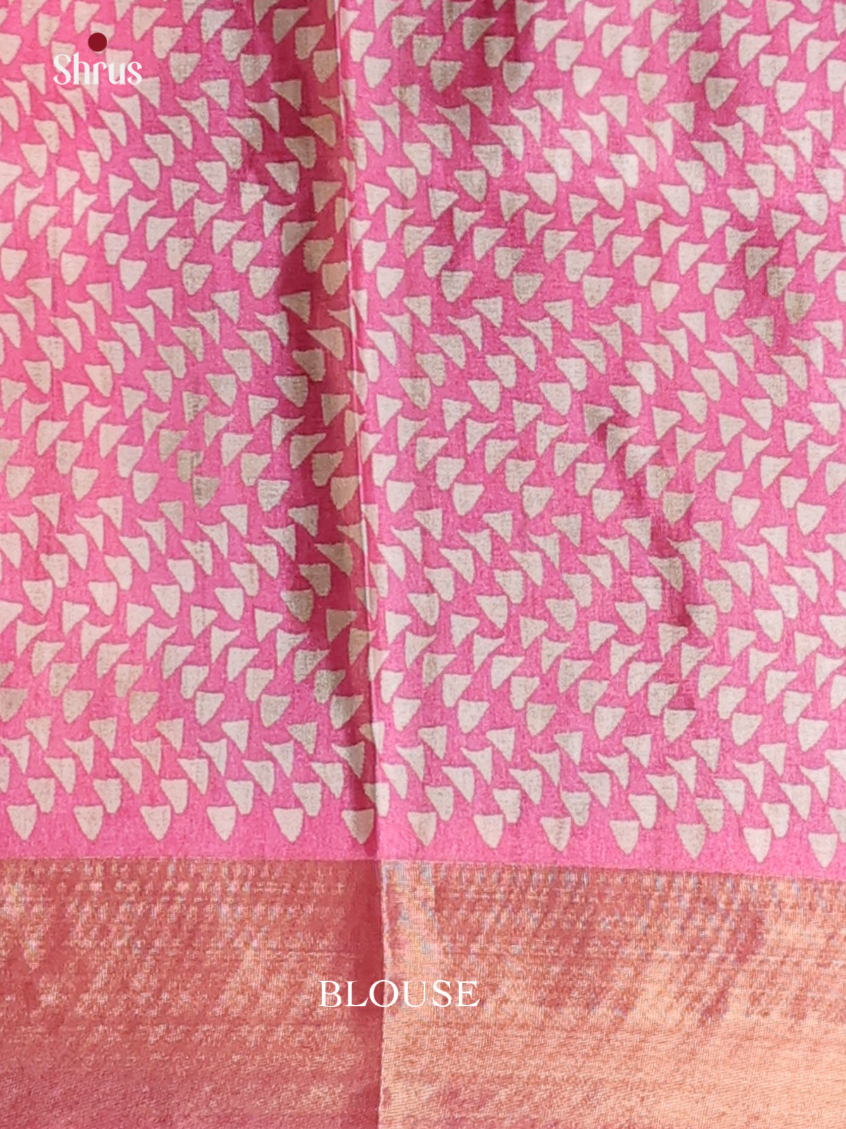 Cream & Pink - Printed Tussar Saree - Shop on Shrus.com
