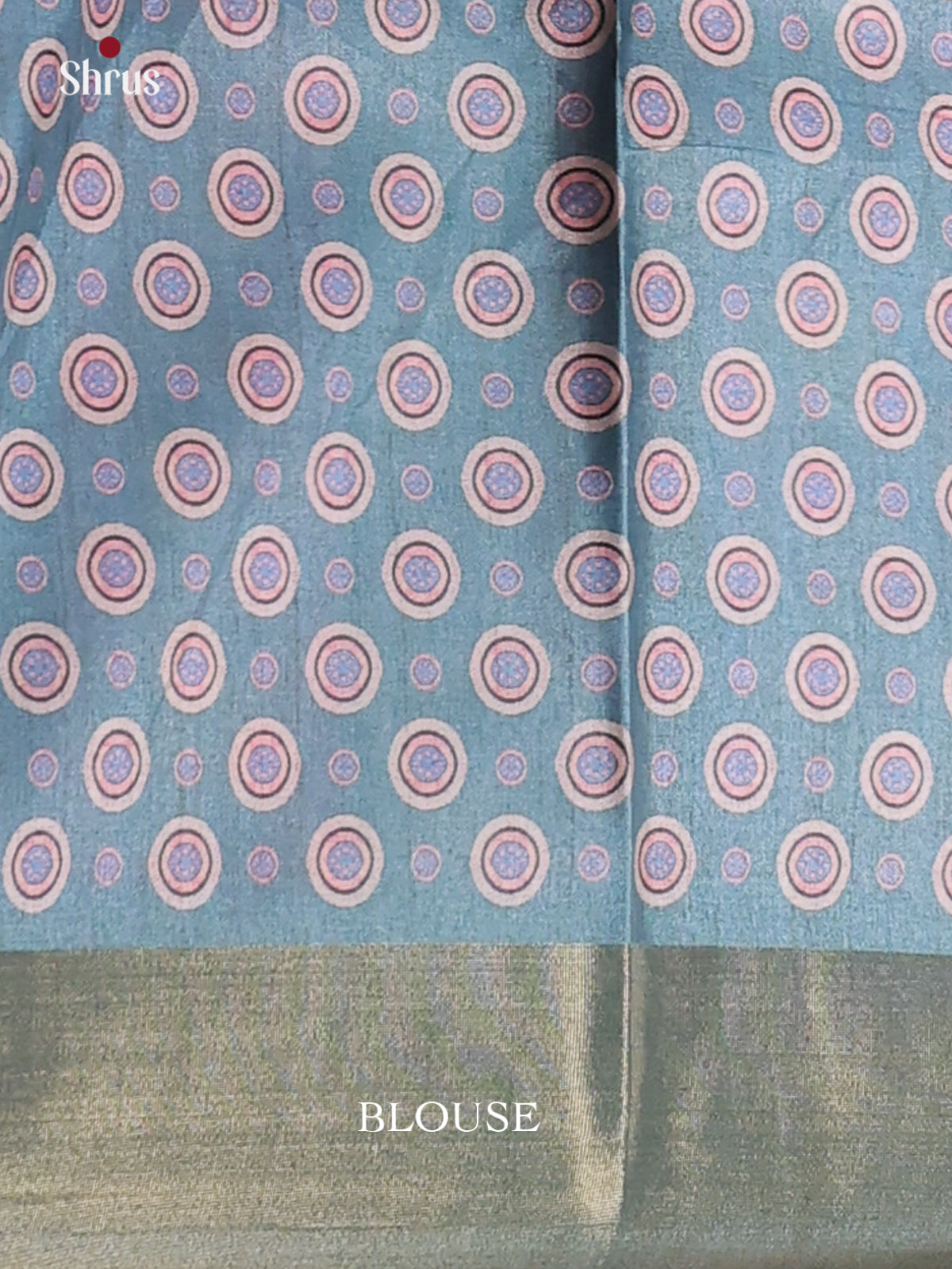 Pink & Blue - Printed Tussar Saree - Shop on Shrus.com