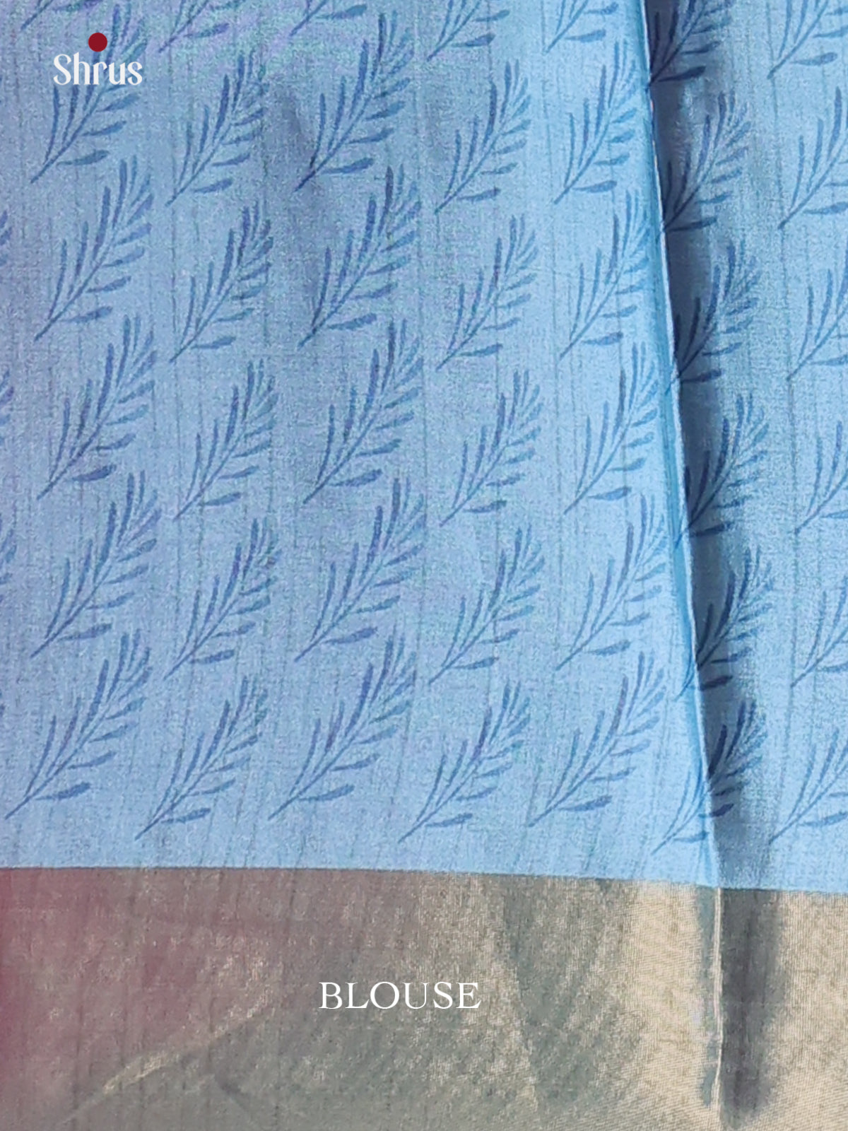Cream, Green & Blue - Printed Tussar Saree - Shop on Shrus.com