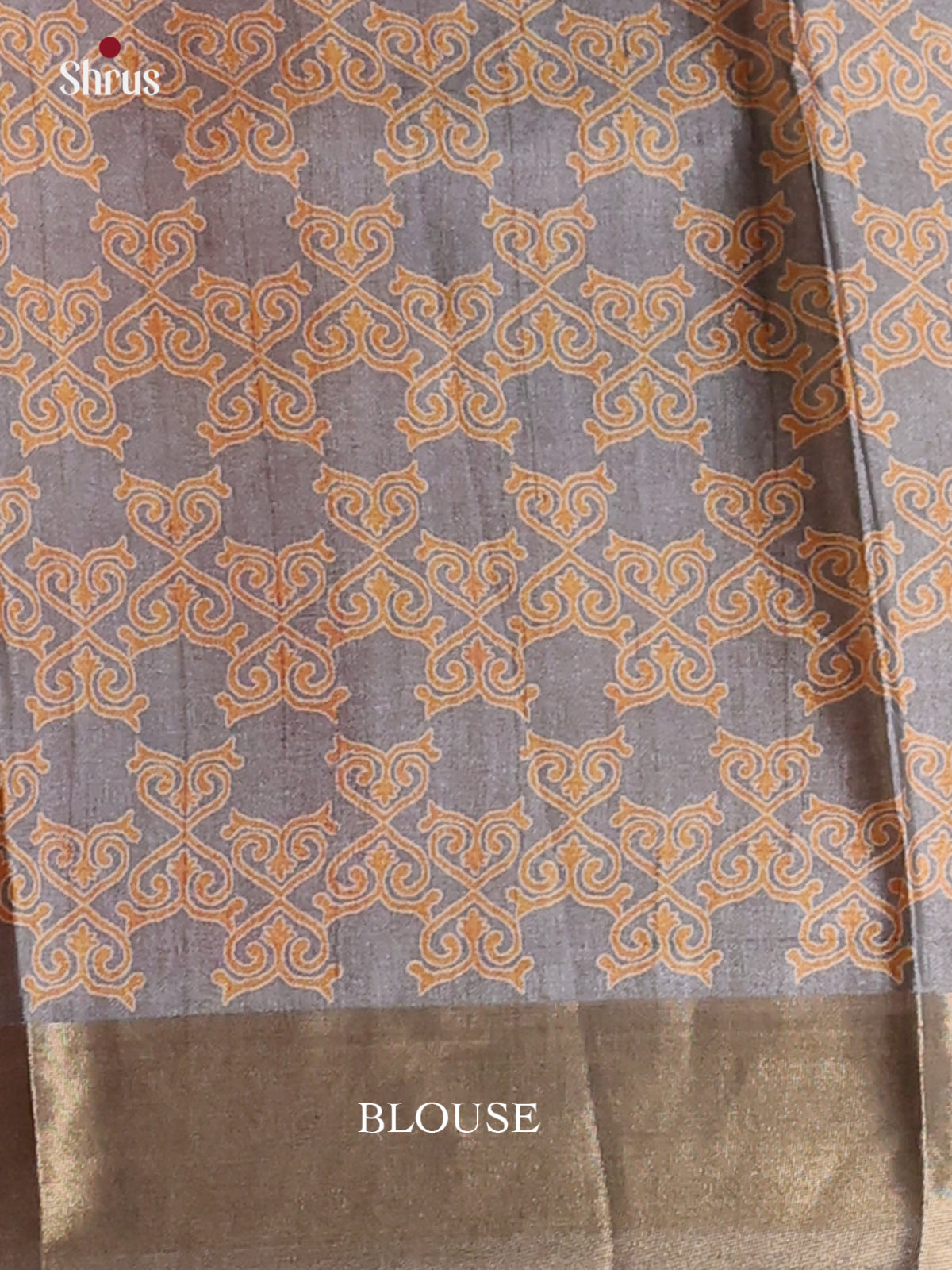 Cream & Grey - Printed Tussar Saree - Shop on Shrus.com