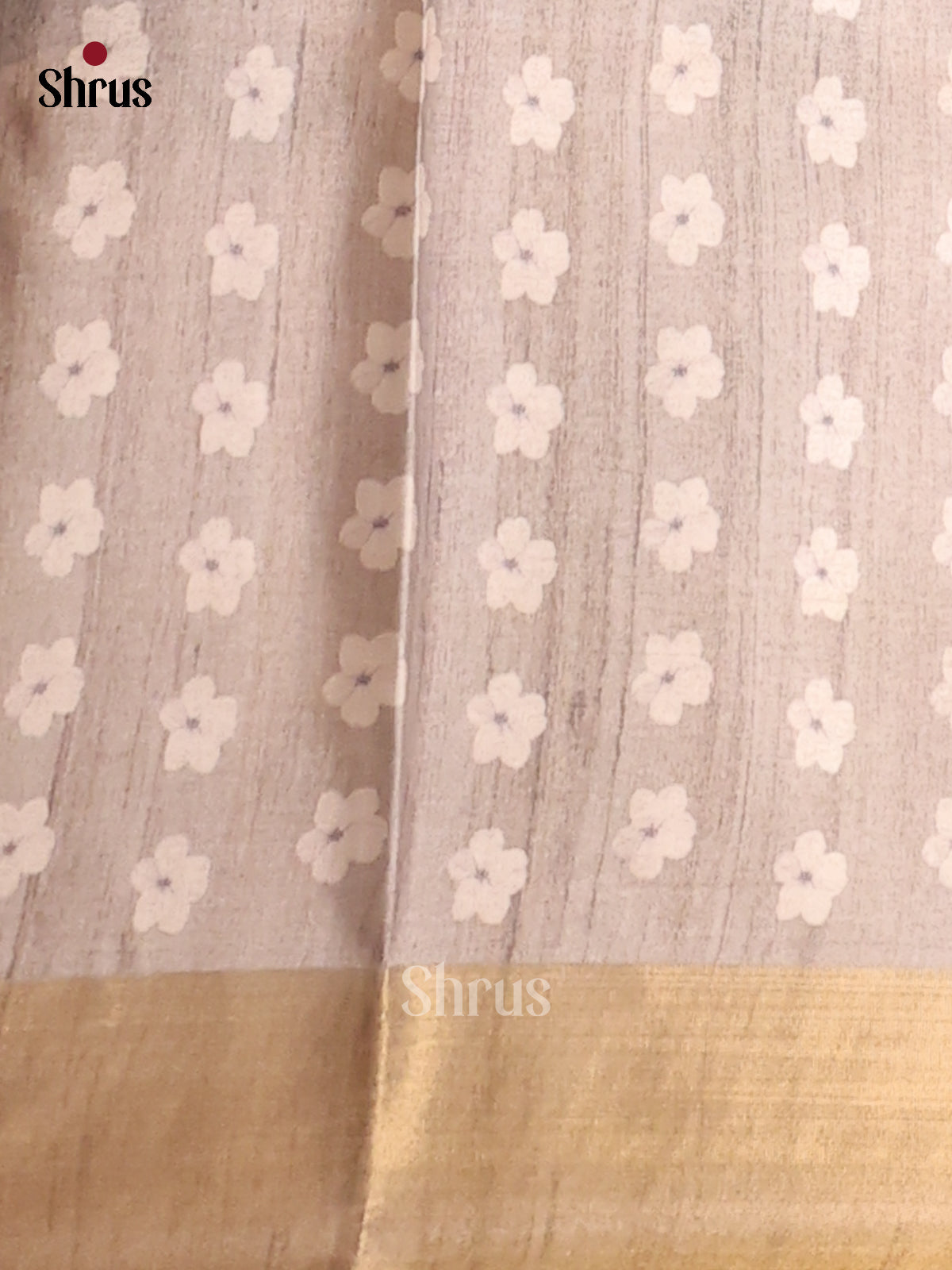 Bottle Green & light Grey - Printed Tussar saree - DCS04432 - Shop on Shrus.com