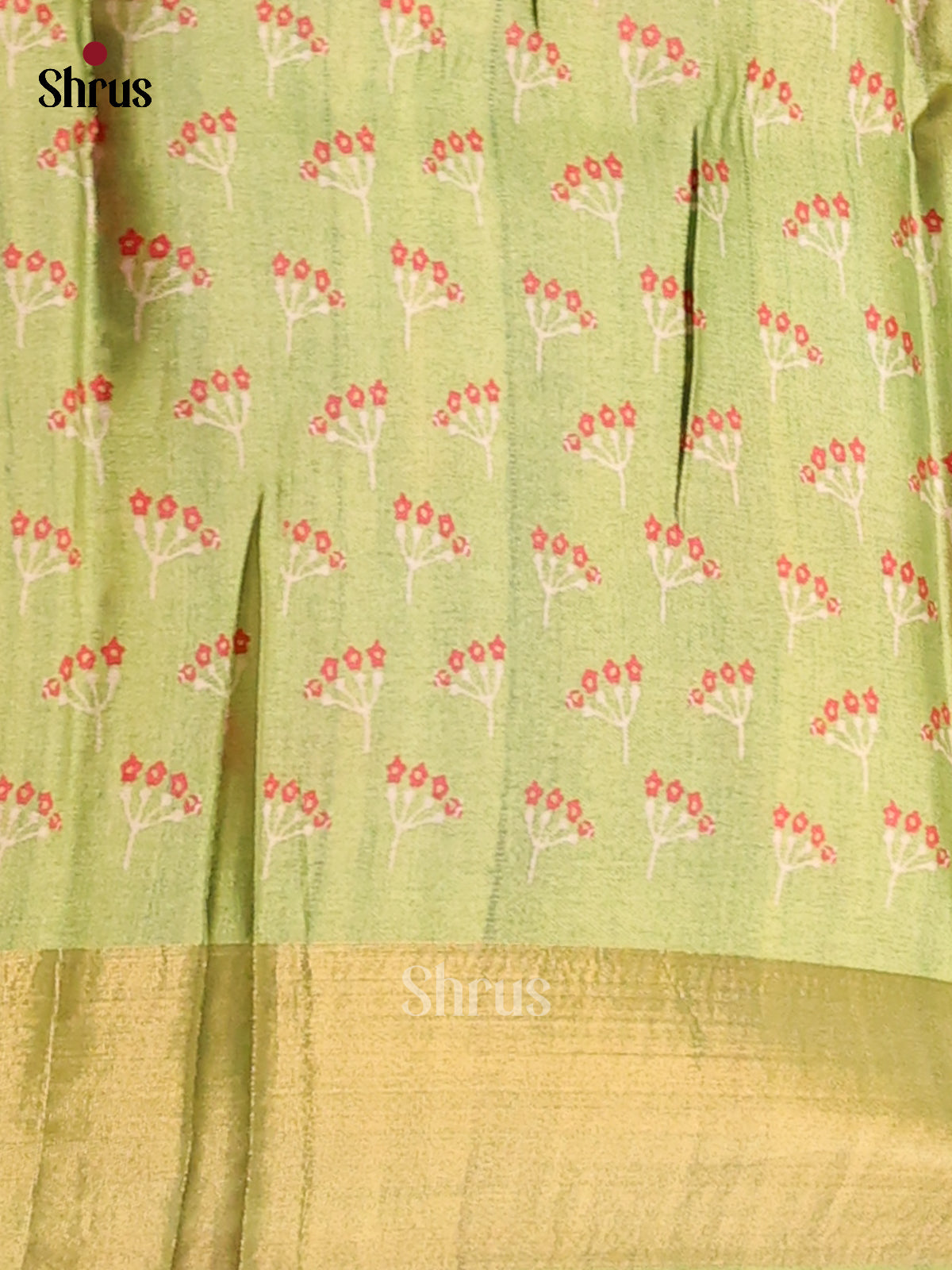 Magenta & Leaf Green - Printed Tussar saree - DCS04442 - Shop on Shrus.com
