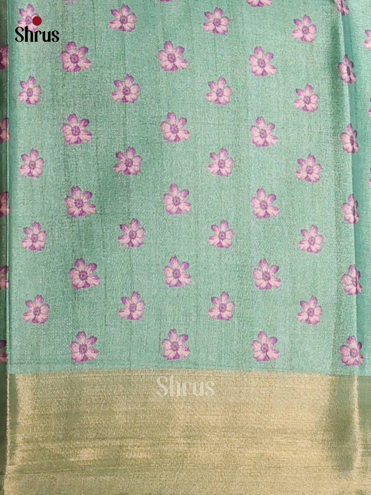Mint Green - Printed Tussar saree - DCS04445 - Shop on Shrus.com