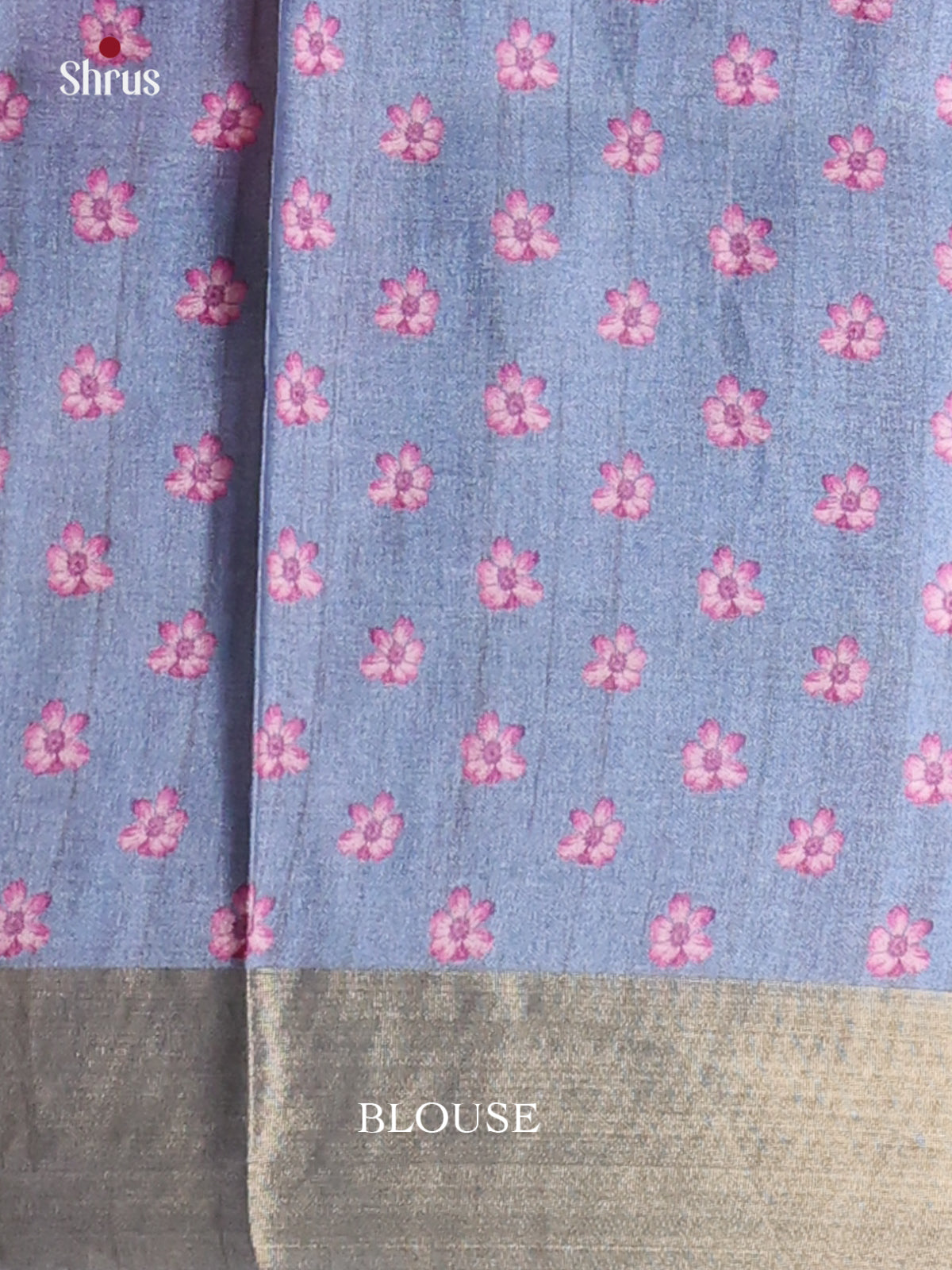 Blue - Printed Tussar Saree - Shop on Shrus.com