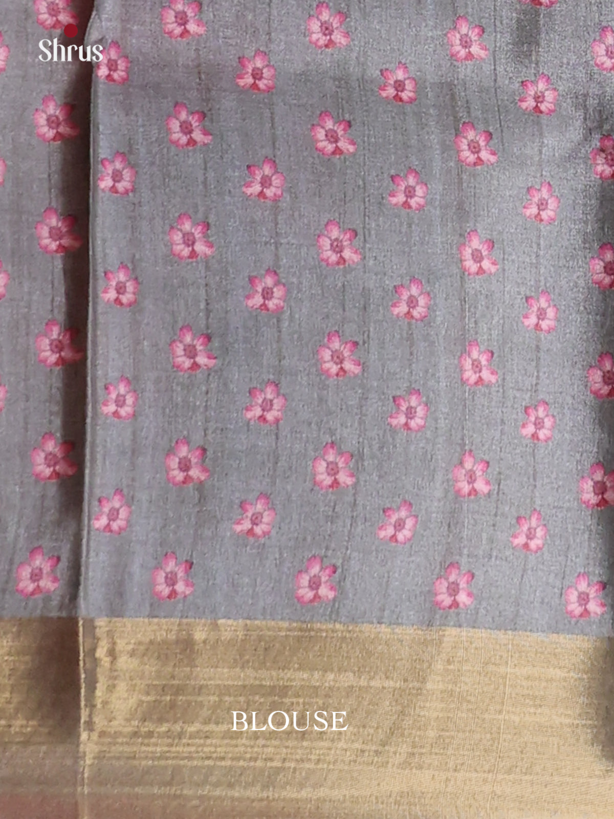 Grey - Printed Tussar Saree - Shop on Shrus.com