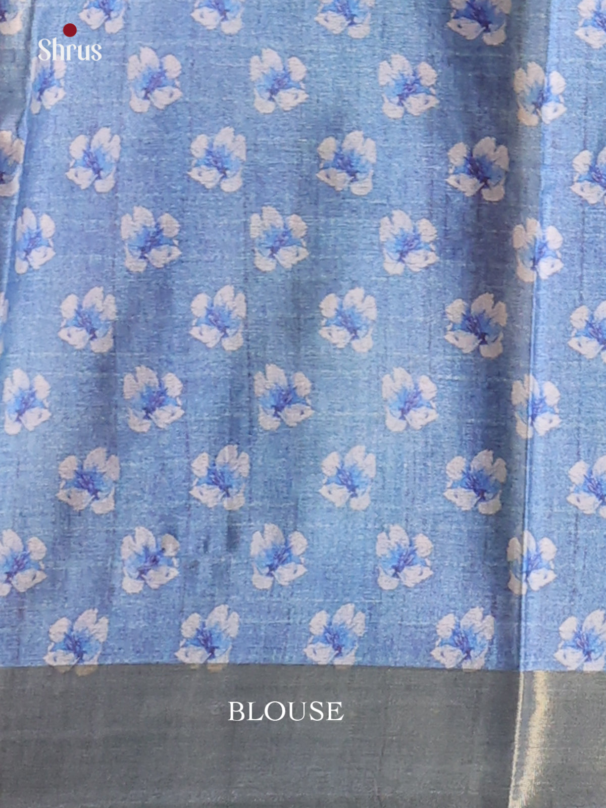 Pink & Blue - Printed Tussar Saree - Shop on Shrus.com