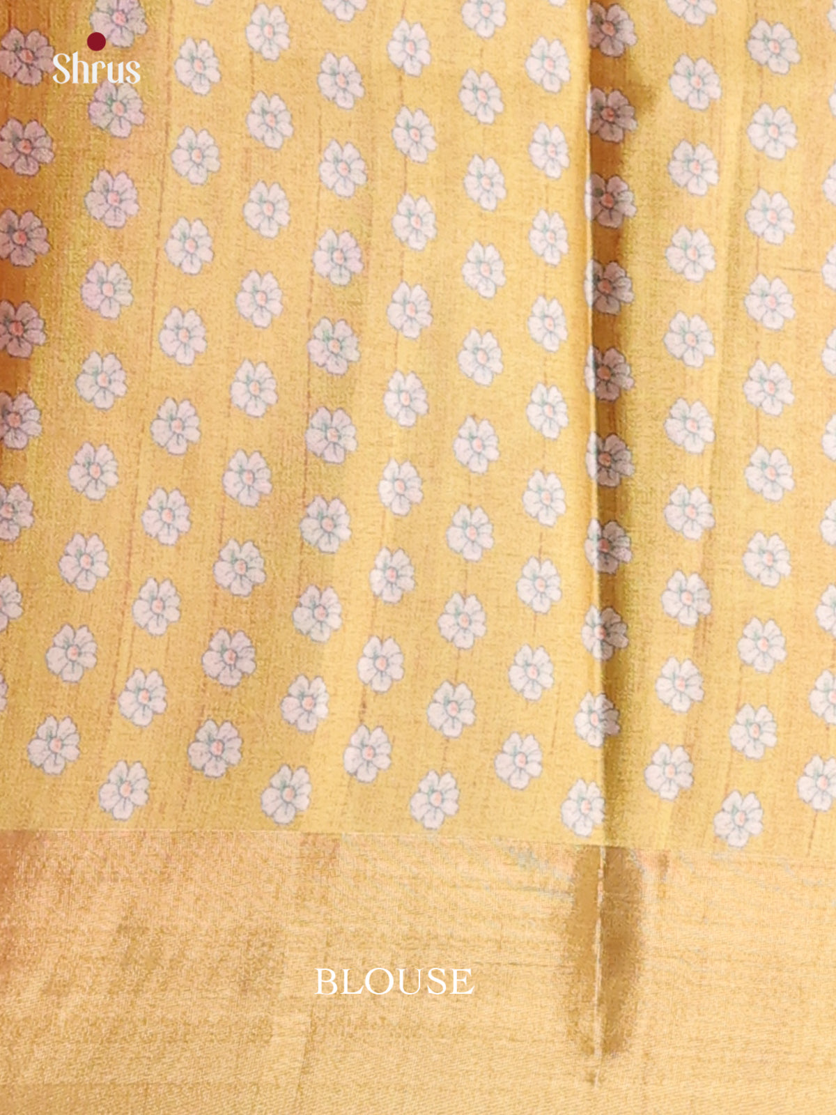 Mustard - Printed Tussar Saree - Shop on Shrus.com