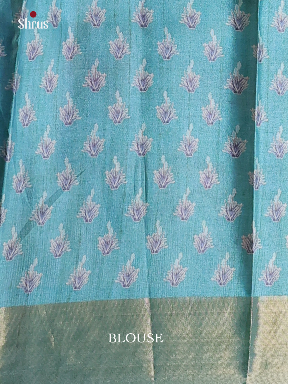 Brown & Blue - Printed Tussar Saree - Shop on Shrus.com