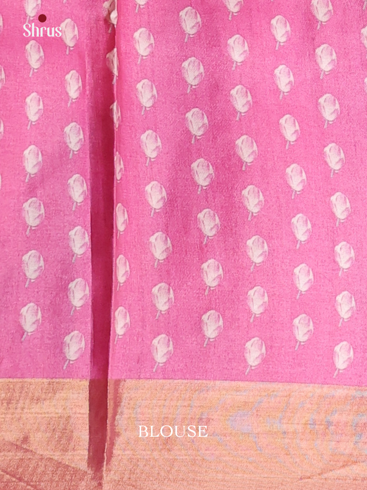 Pink - Printed Tussar Saree - Shop on Shrus.com