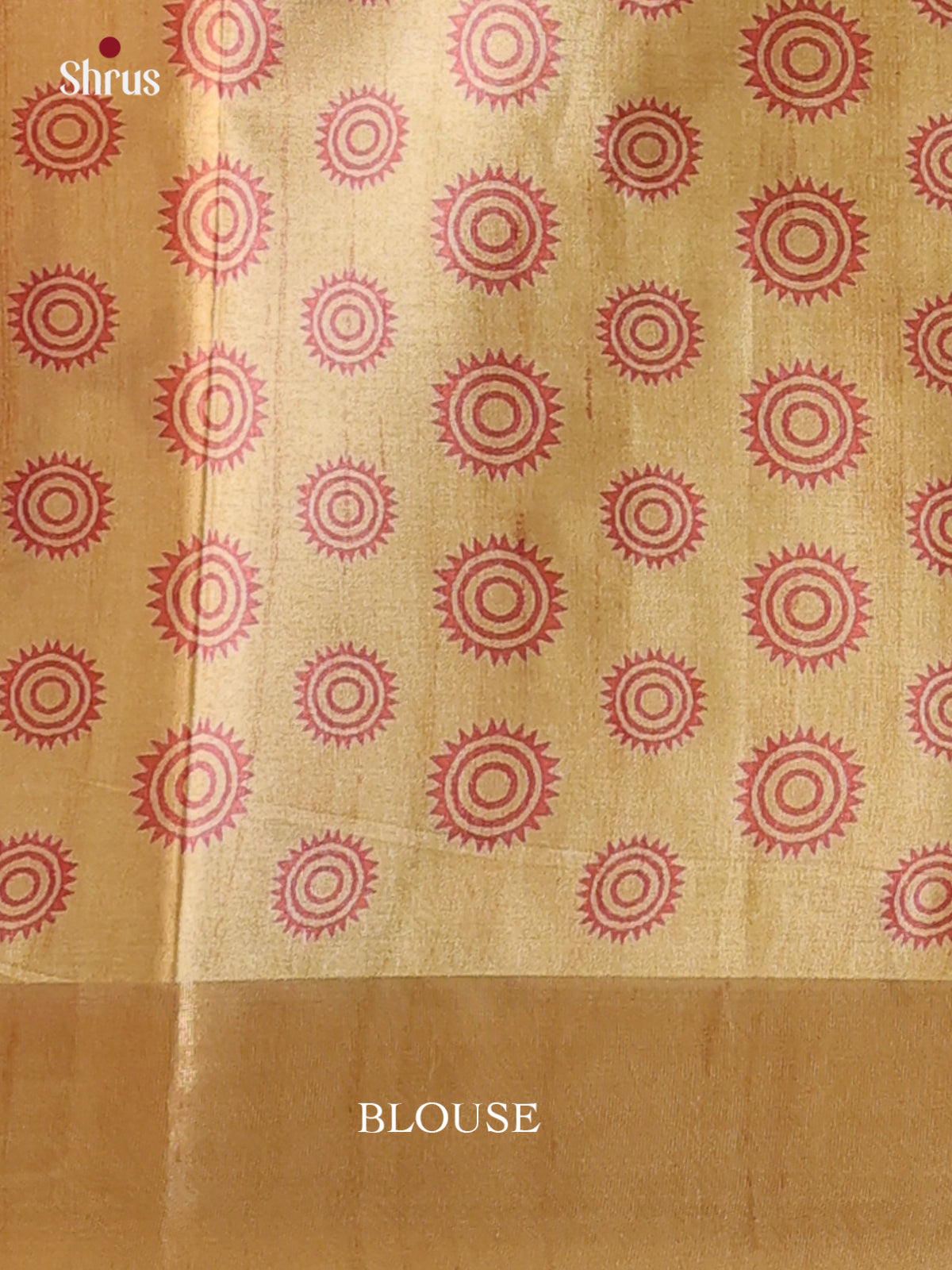 Cream & Gold - Printed Tussar Saree - Shop on Shrus.com