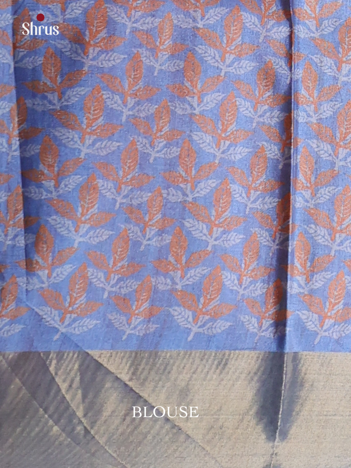 Brown & Blue - Printed Tussar Saree - Shop on Shrus.com