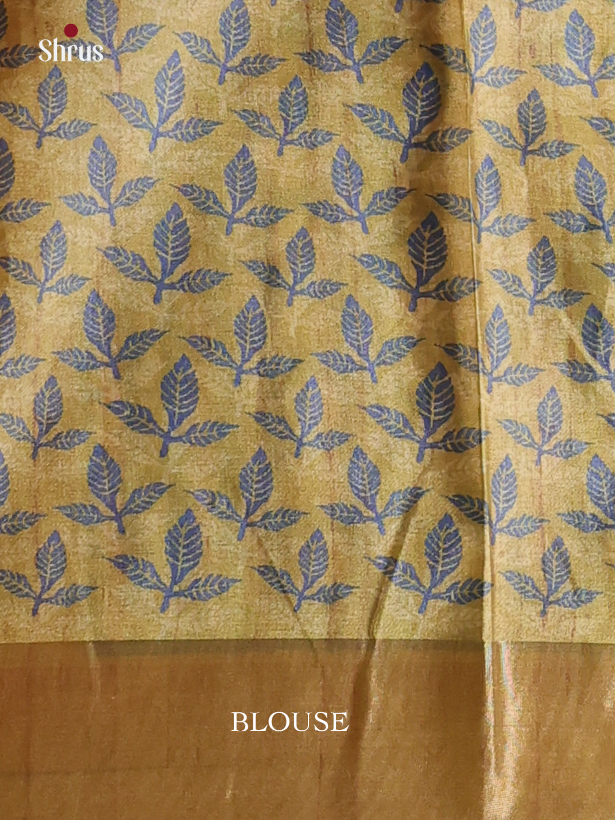 Blue & Mustardy Green - Printed Tussar Saree - Shop on Shrus.com
