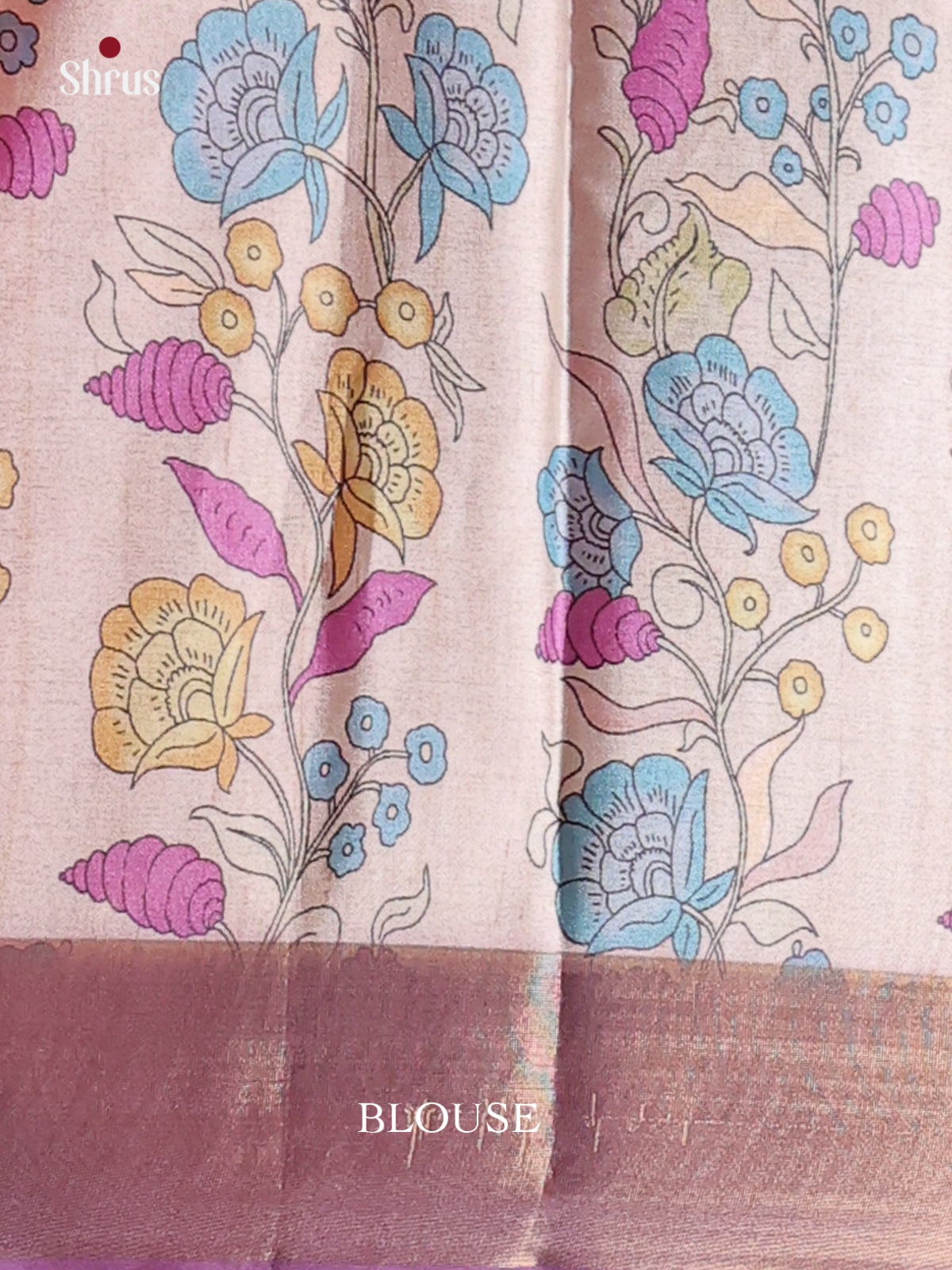 Purple & Cream - Printed Tussar Saree - Shop on Shrus.com