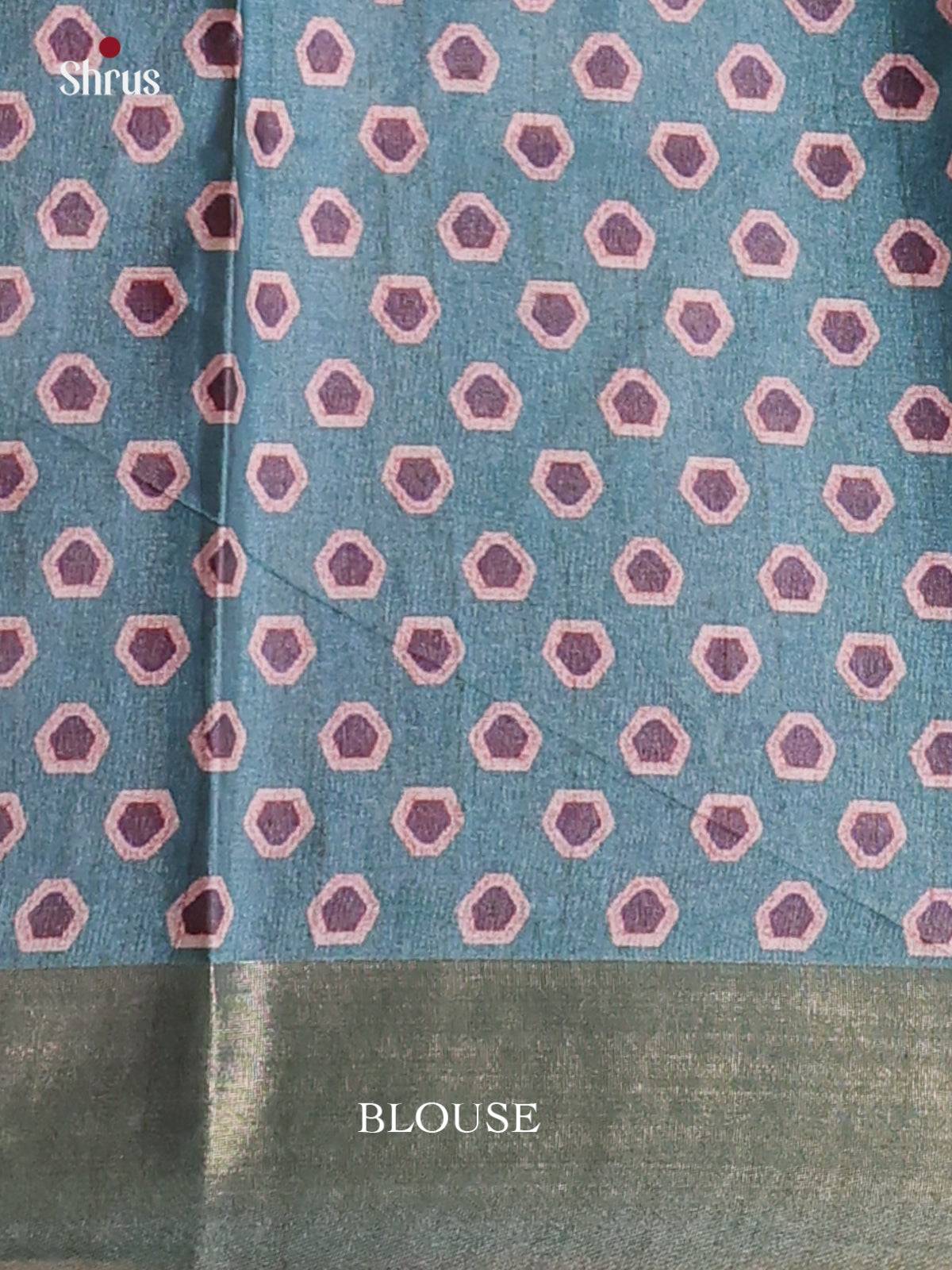 Brown & Blue - Printed Tussar Saree - Shop on Shrus.com