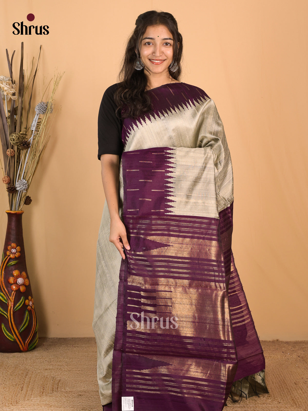 DCS05039 - Raw Silk Saree - Shop on Shrus.com