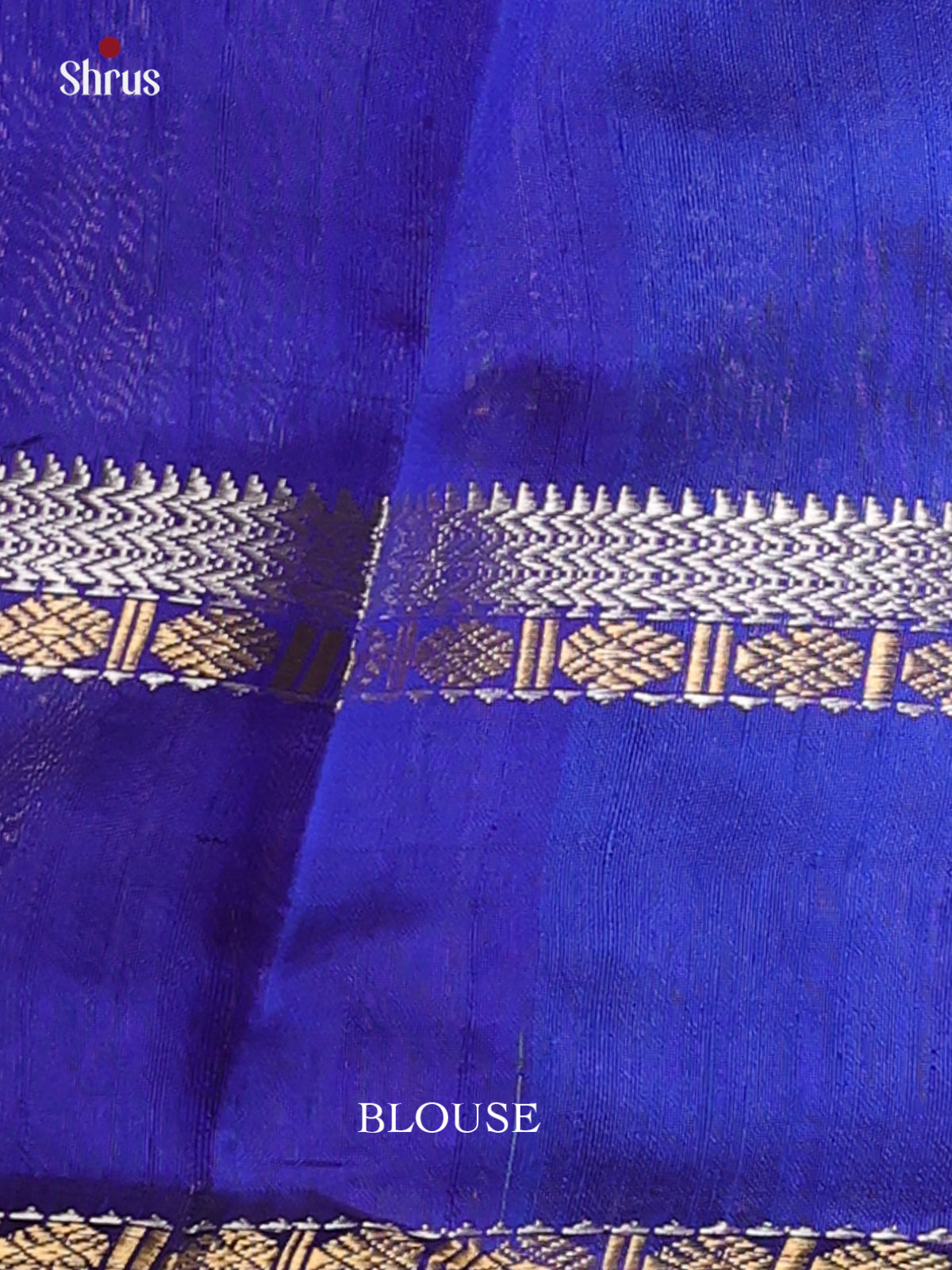 plain Maroon & Blue - Raw Silk Saree -1