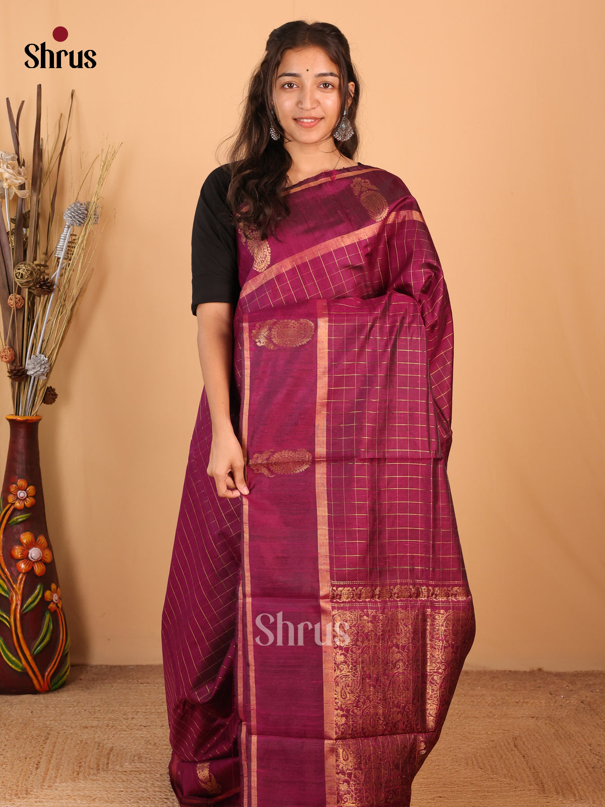 Purple(Single Tone)- Raw Silk Saree - Shop on Shrus.com