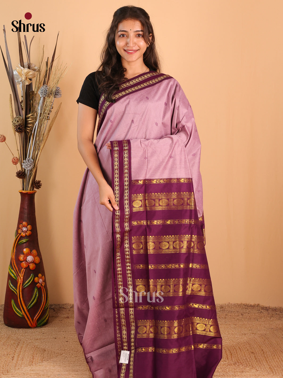 Lavender & Violet - Kalyani Cotton Saree - Shop on Shrus.com