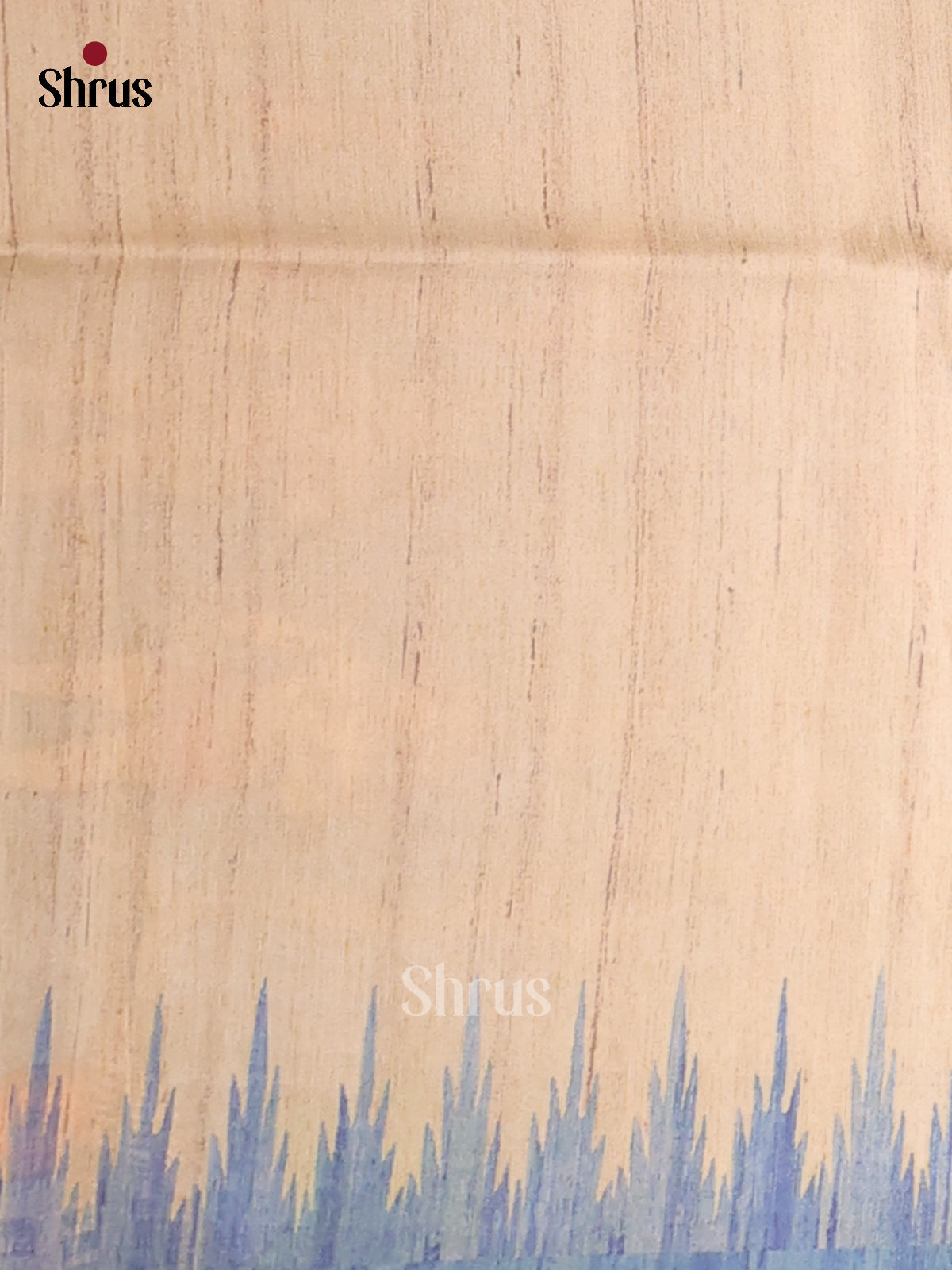 Cream & Blue - Printed Madhubani Saree - Shop on Shrus.com