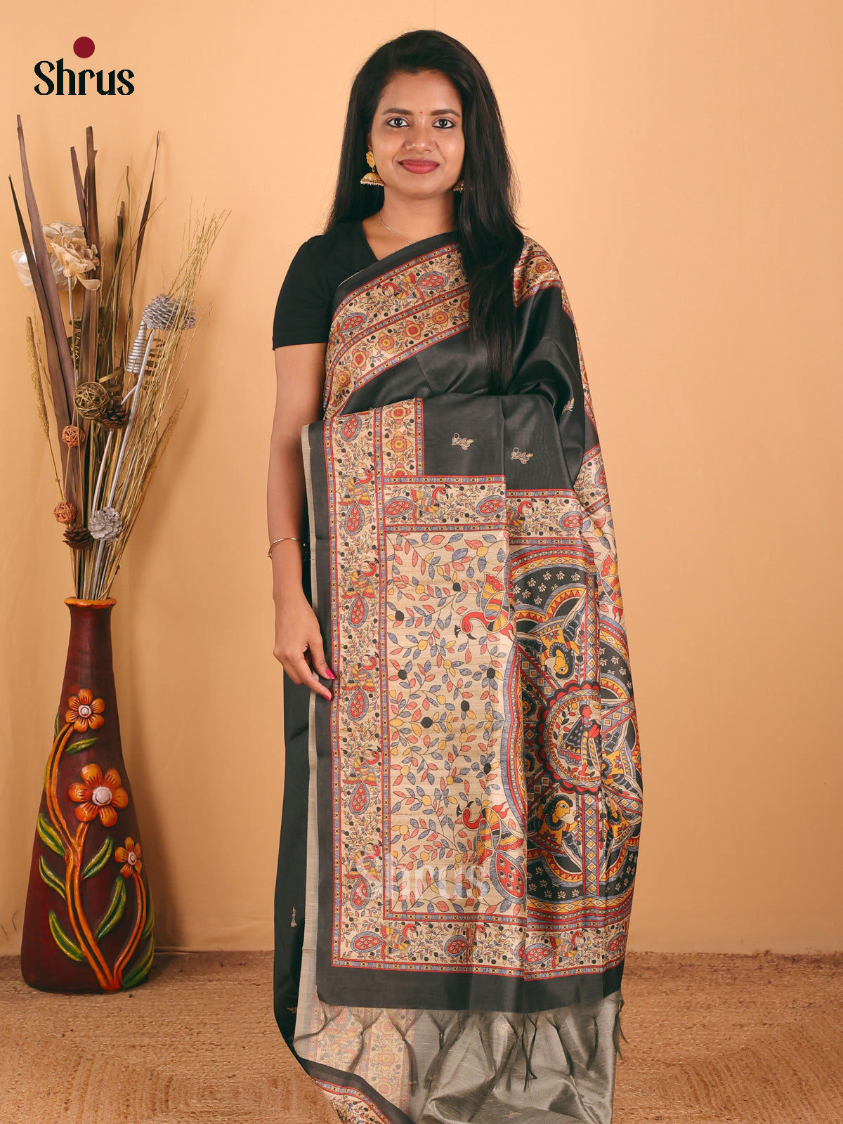 DCS07076 - Printed Madhubani Saree - Shop on Shrus.com