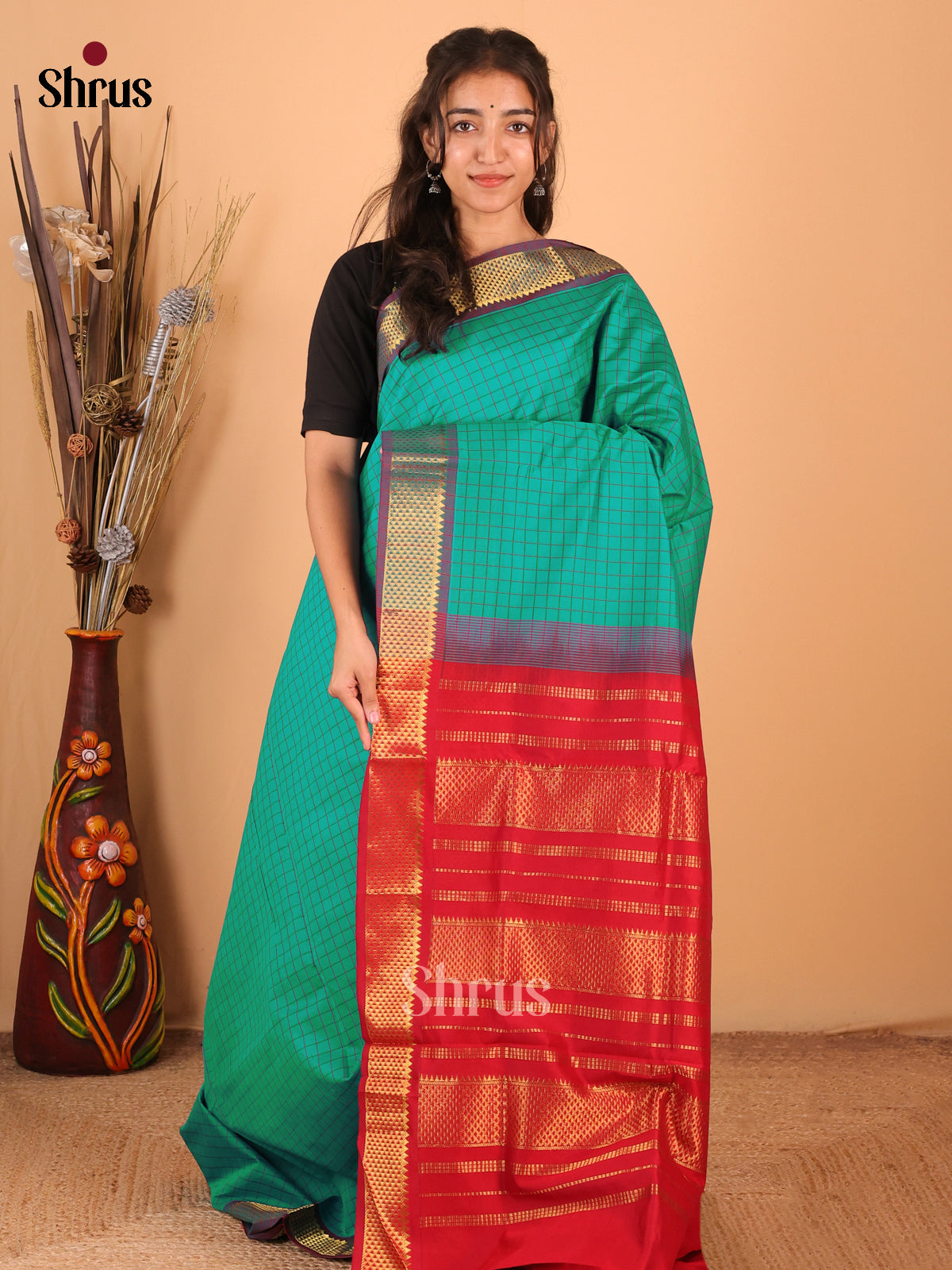 DCS07220 - Silkcotton-halfpure Saree - Shop on Shrus.com