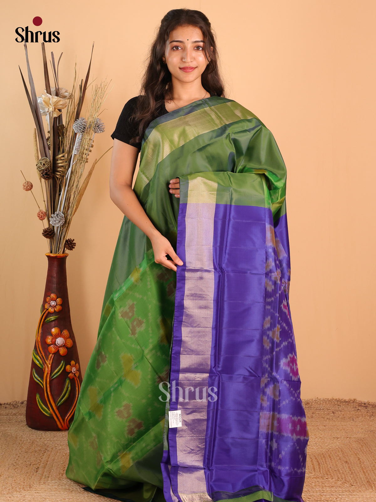 Green & Blue - Semi uppada Saree - Shop on Shrus.com