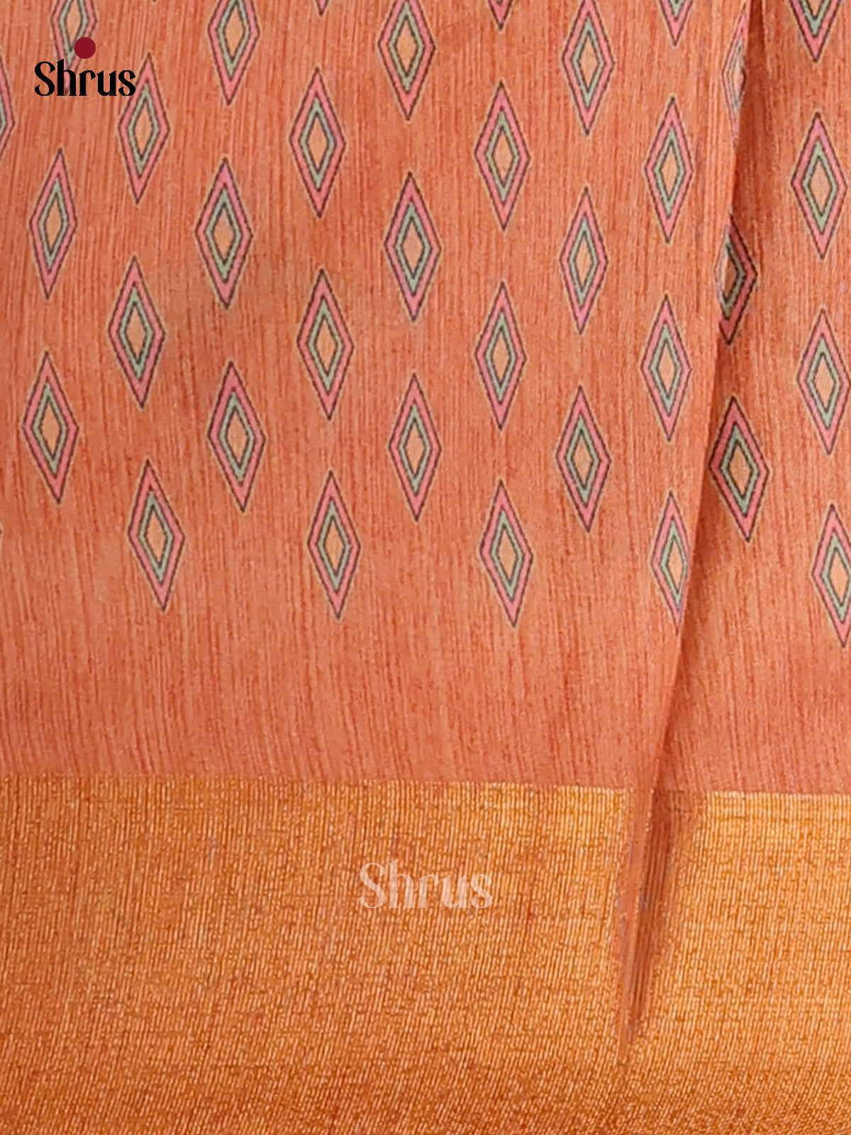 Cream & Orange - Champa Semitussa Saree - DCS11033 - Shop on Shrus.com