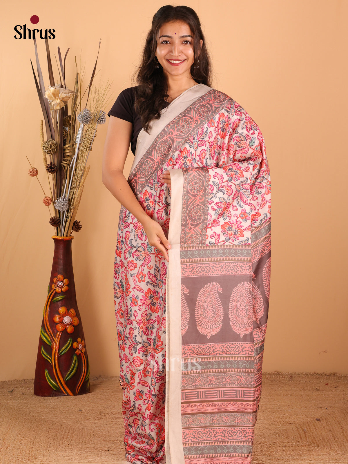 Light Grey - Champa Semitussa Saree - DCS11098 - Shop on Shrus.com