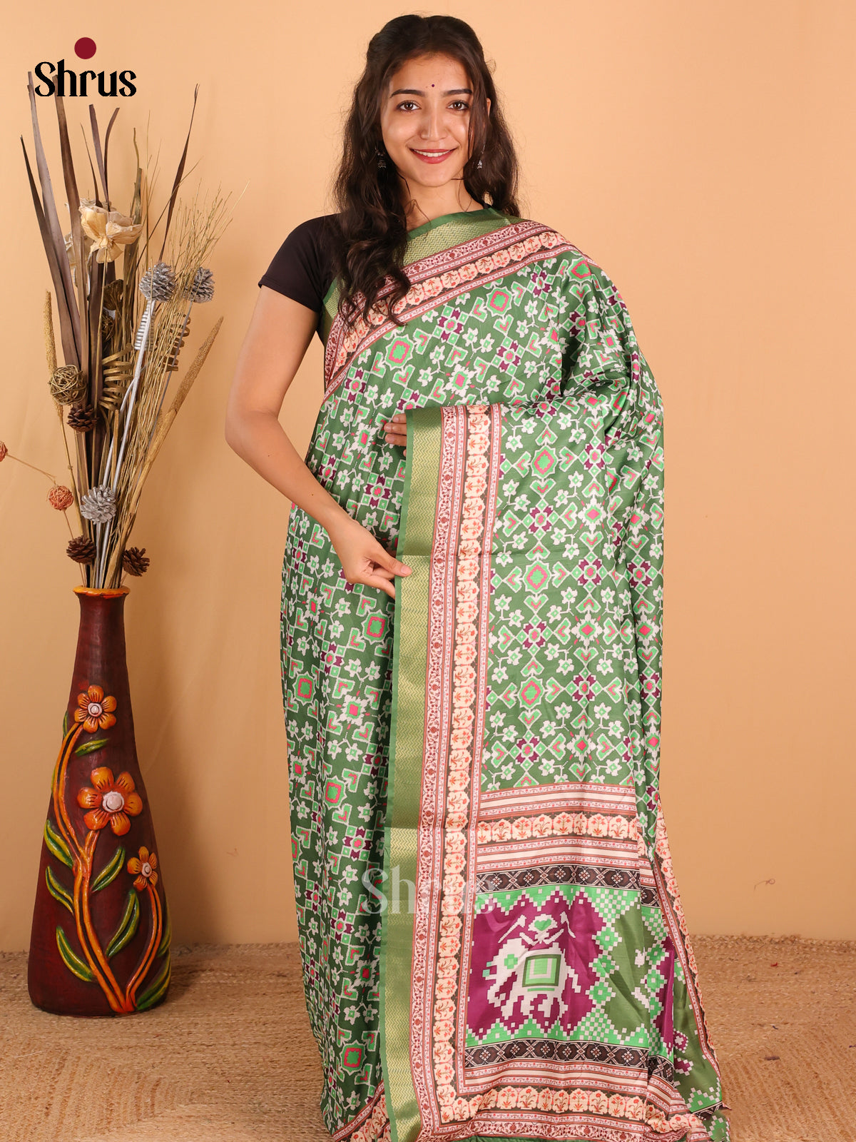 Green & Purple - Champa Semi tussar Saree - DCS11108 - Shop on Shrus.com