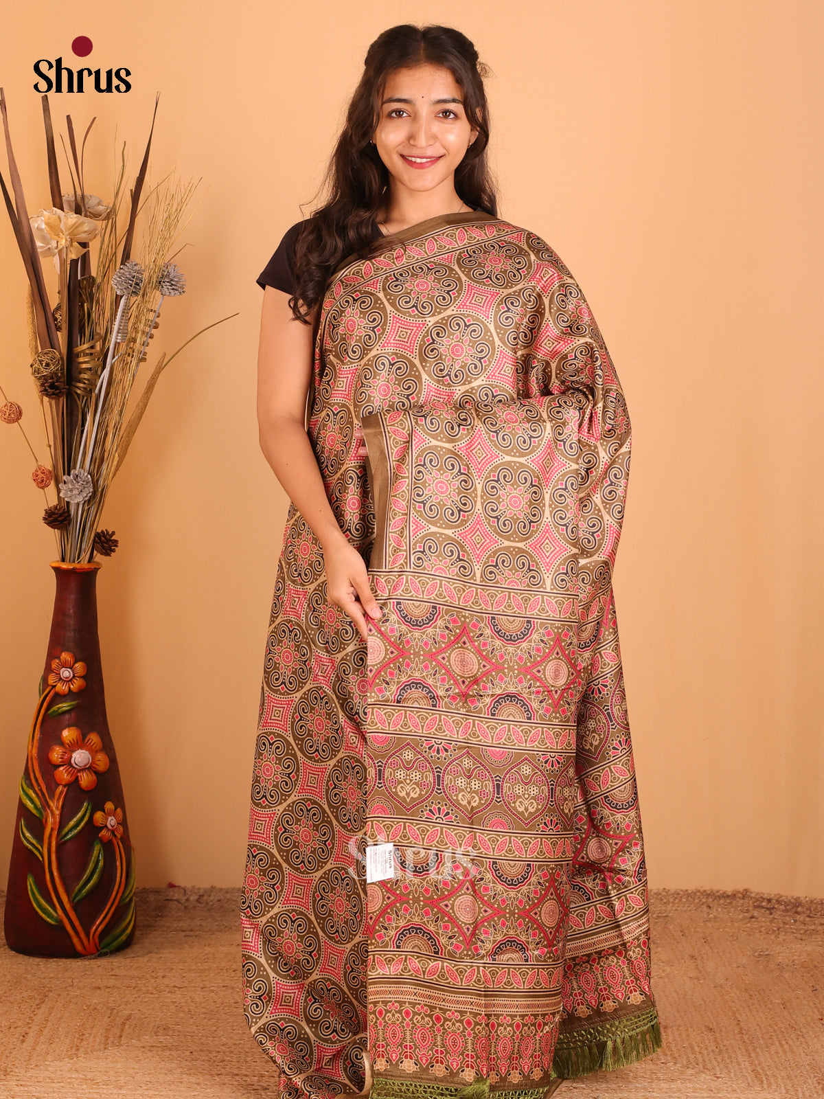 Chutney Green- Champa semitussar Saree - Shop on Shrus.com