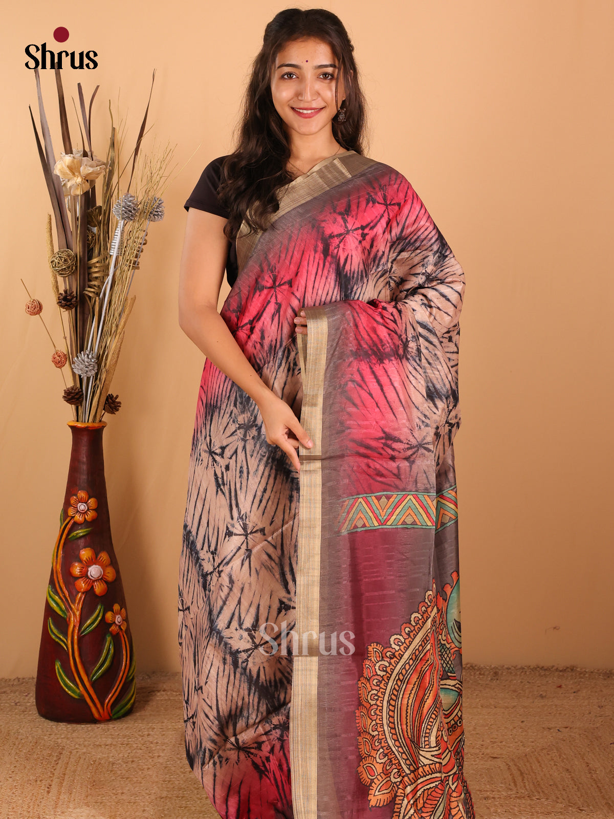 Navy blue & Grey - Champa Semitussa Saree - DCS11123 - Shop on Shrus.com