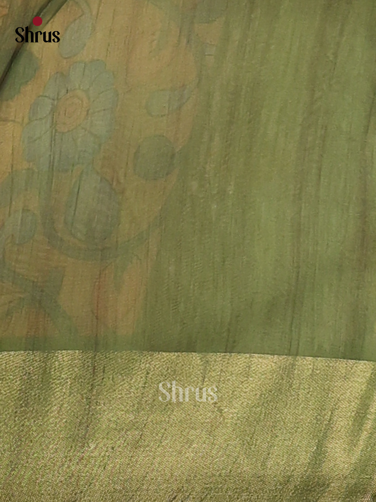 Green & sandal - Champa Semitussa Saree - DCS11132 - Shop on Shrus.com