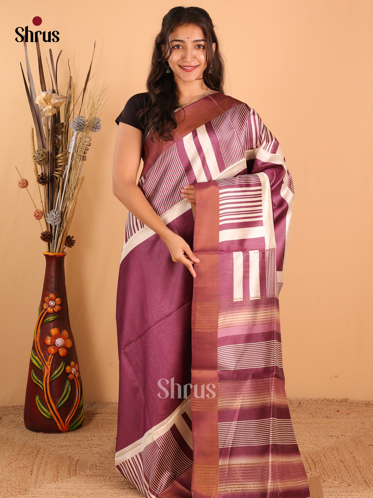 Purple - Champa Semitussa Saree - DCS11162 - Shop on Shrus.com