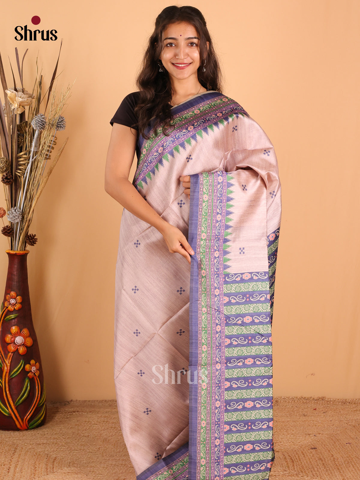 Navy Blue - Champa Semitussa Saree - DCS11200 - Shop on Shrus.com