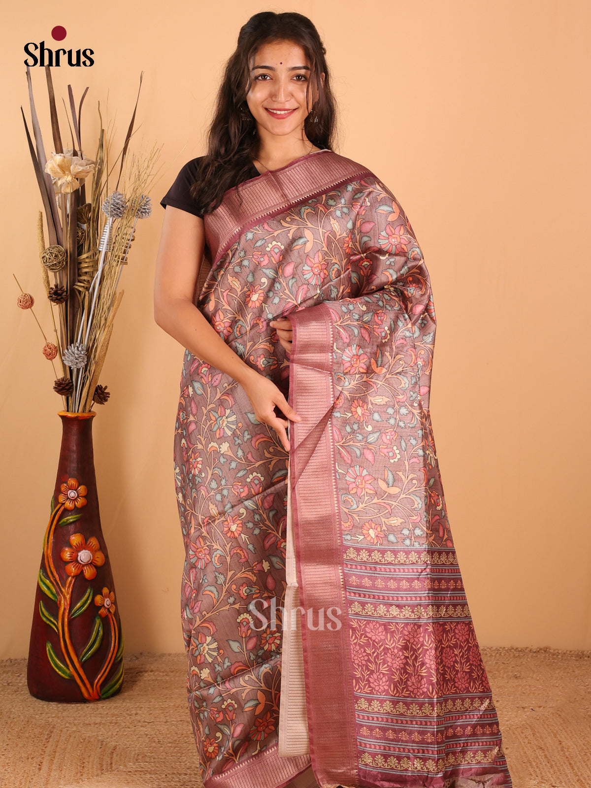 Onion Pink - Champa Semitussa Saree - DCS11279 - Shop on Shrus.com