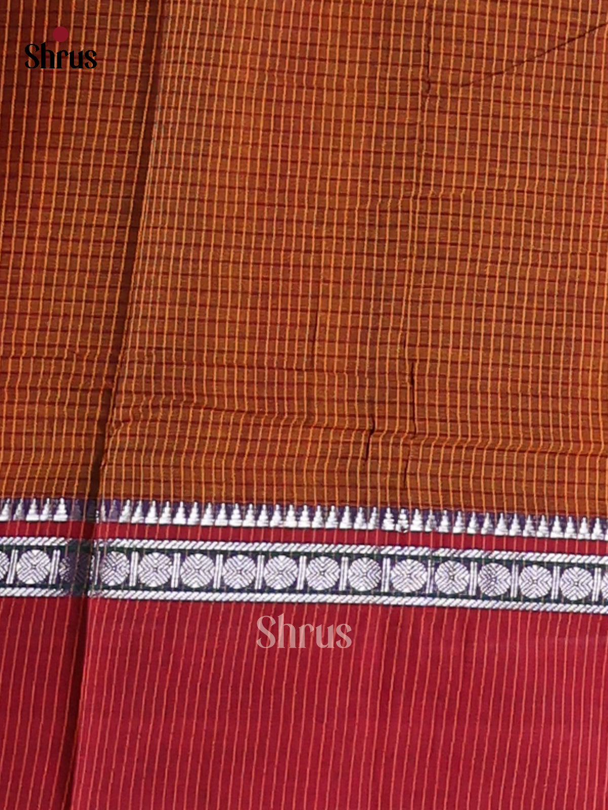 Dark Mustard & Maroon - Narayanpet Cotton Saree - Shop on Shrus.com
