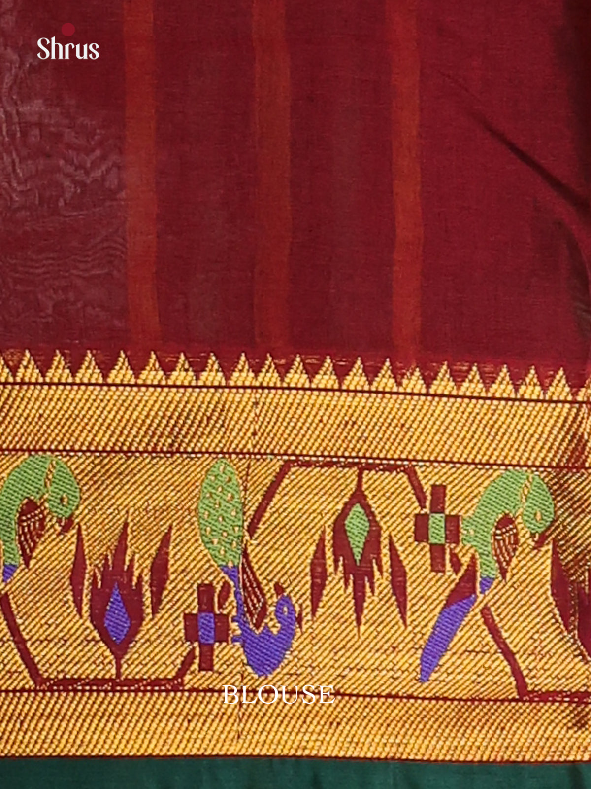 Maroon & Green - Narayanpet Cotton Saree - Shop on Shrus.com