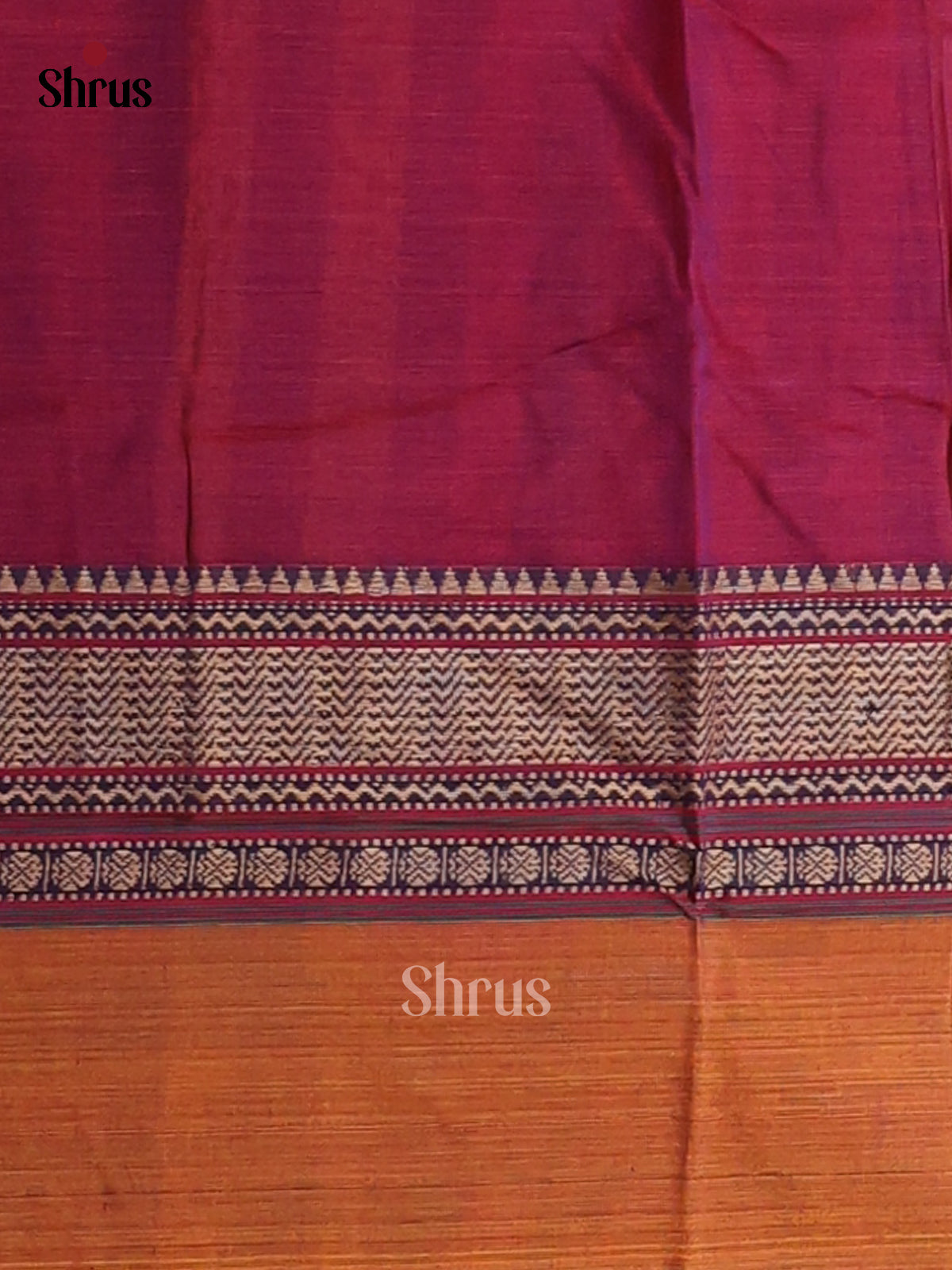 Maroon & Mustard - Narayanpet Cotton Saree - Shop on Shrus.com