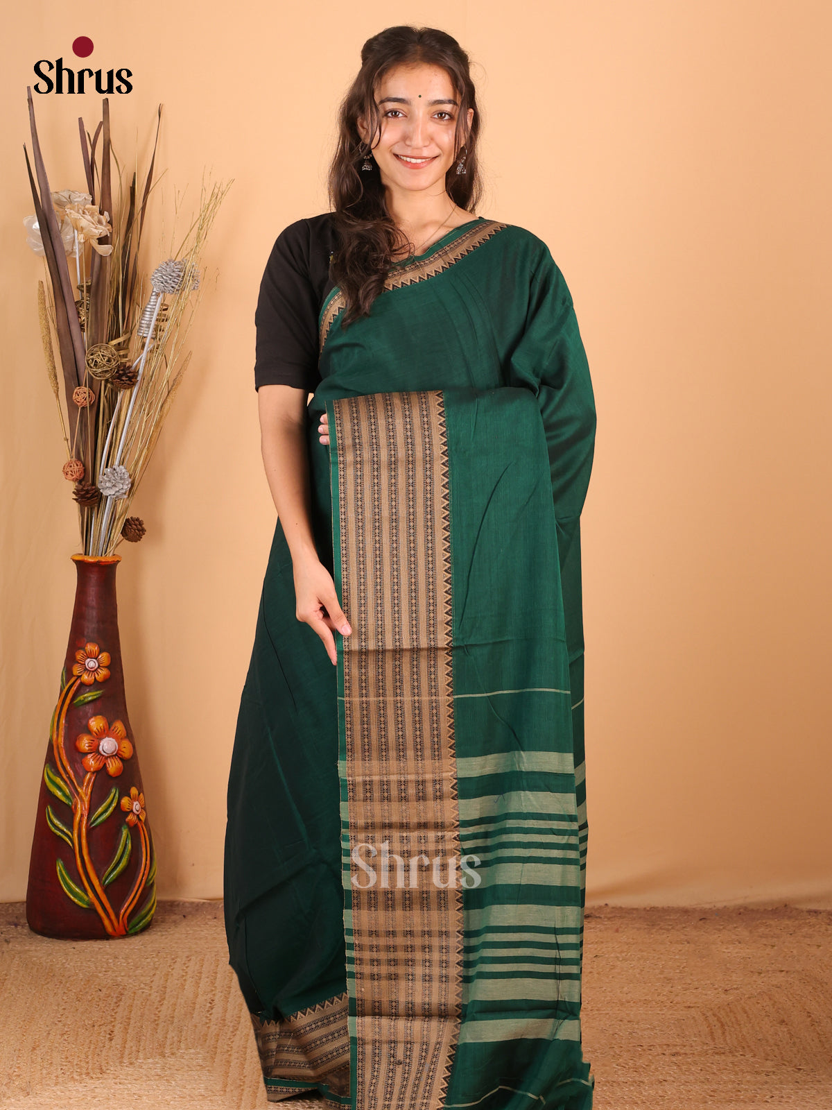 Green - Narayanpet Cotton Saree - Shop on Shrus.com