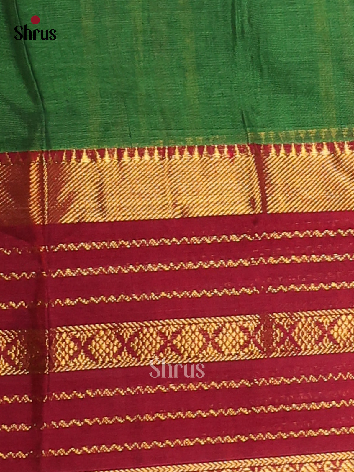 Green & Maroon - Narayanpet Cotton Saree - Shop on Shrus.com