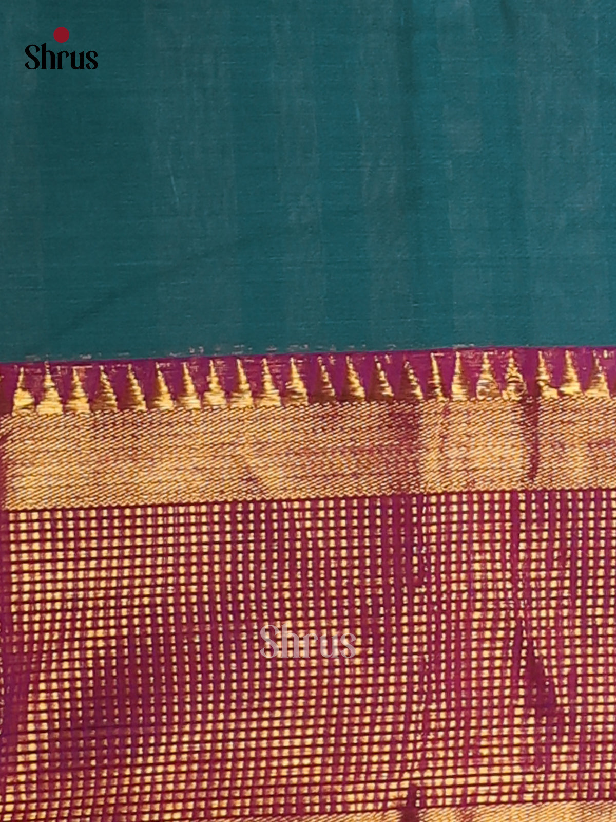 Peacock Blue & Maroon- Narayanpet Cotton Saree - Shop on Shrus.com