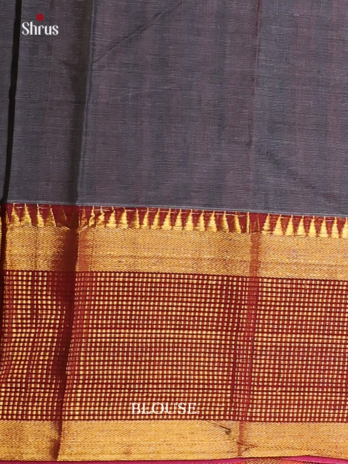 Grey & Maroon- Narayanpet Cotton Saree - Shop on Shrus.com