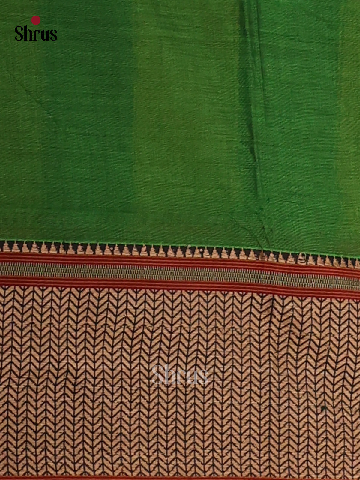 Leaf green & Mustard - Narayanpet Cotton Saree - Shop on Shrus.com