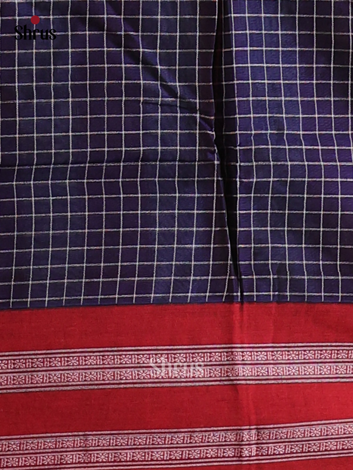 Blue & Red- Narayanpet Cotton Saree - Shop on Shrus.com