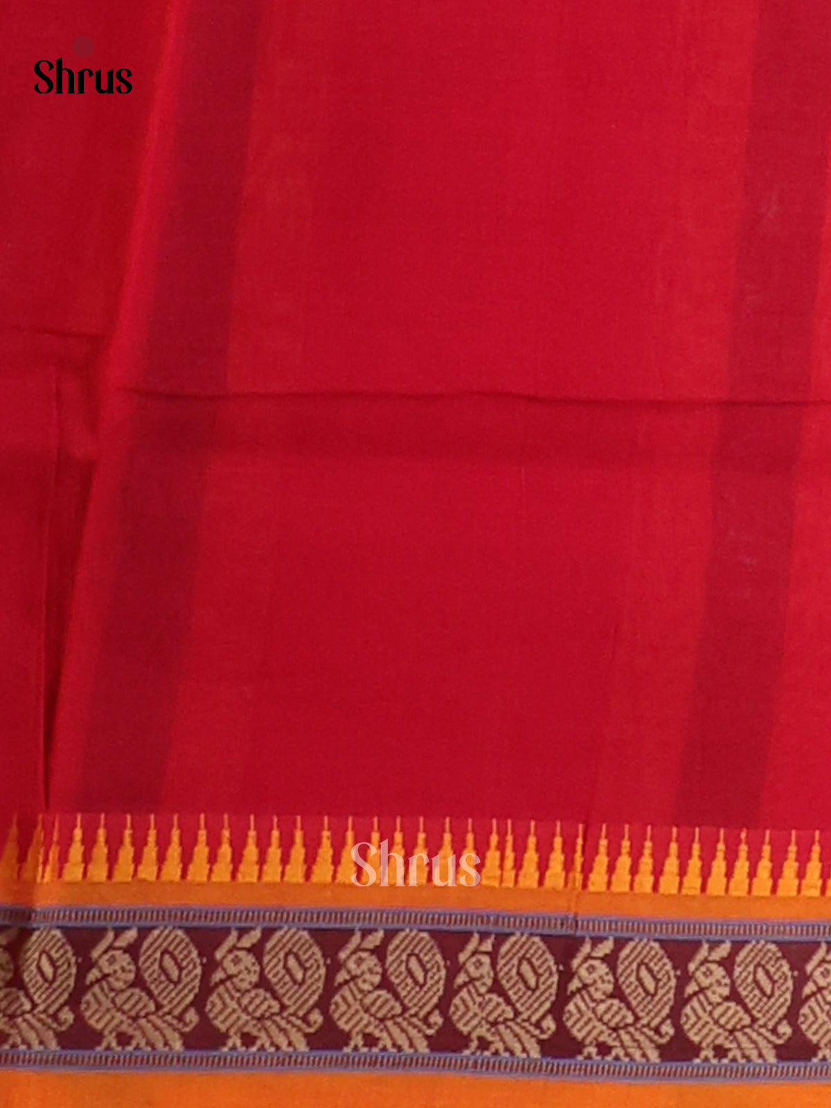 Red & Mustard - Narayanpet Cotton Saree - Shop on Shrus.com
