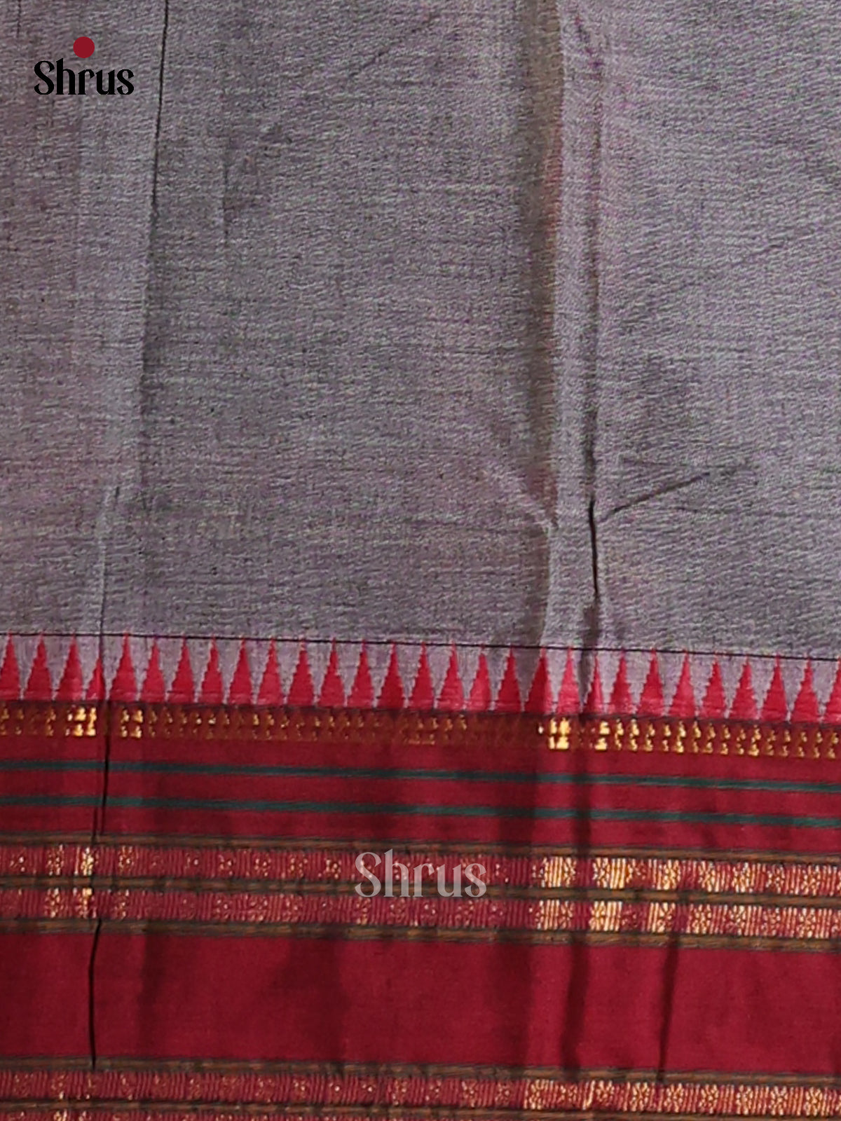 Grey & Maroon - Narayanpet Cotton Saree - Shop on Shrus.com