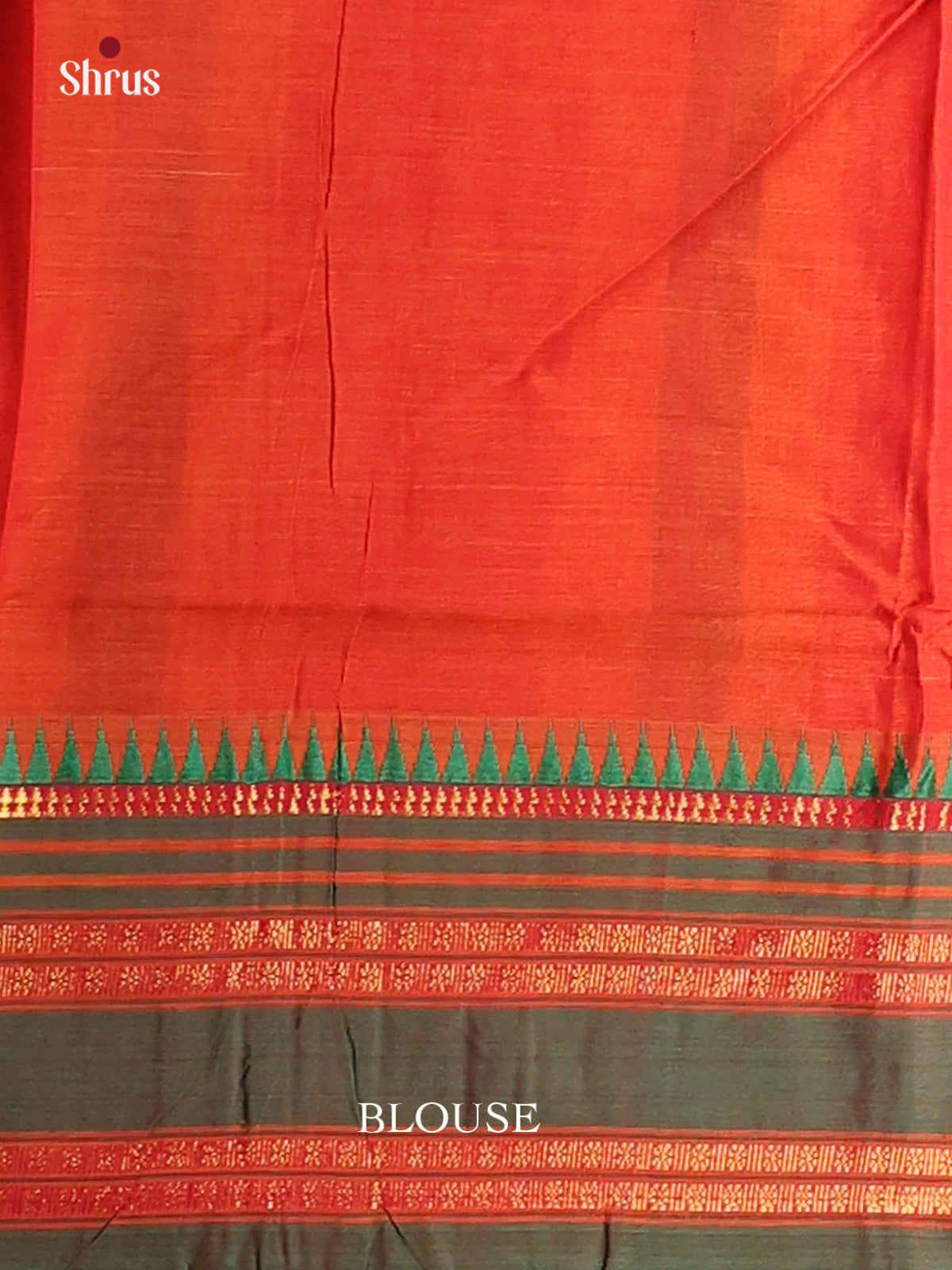 Orange & Green- Narayanpet Cotton Saree - Shop on Shrus.com