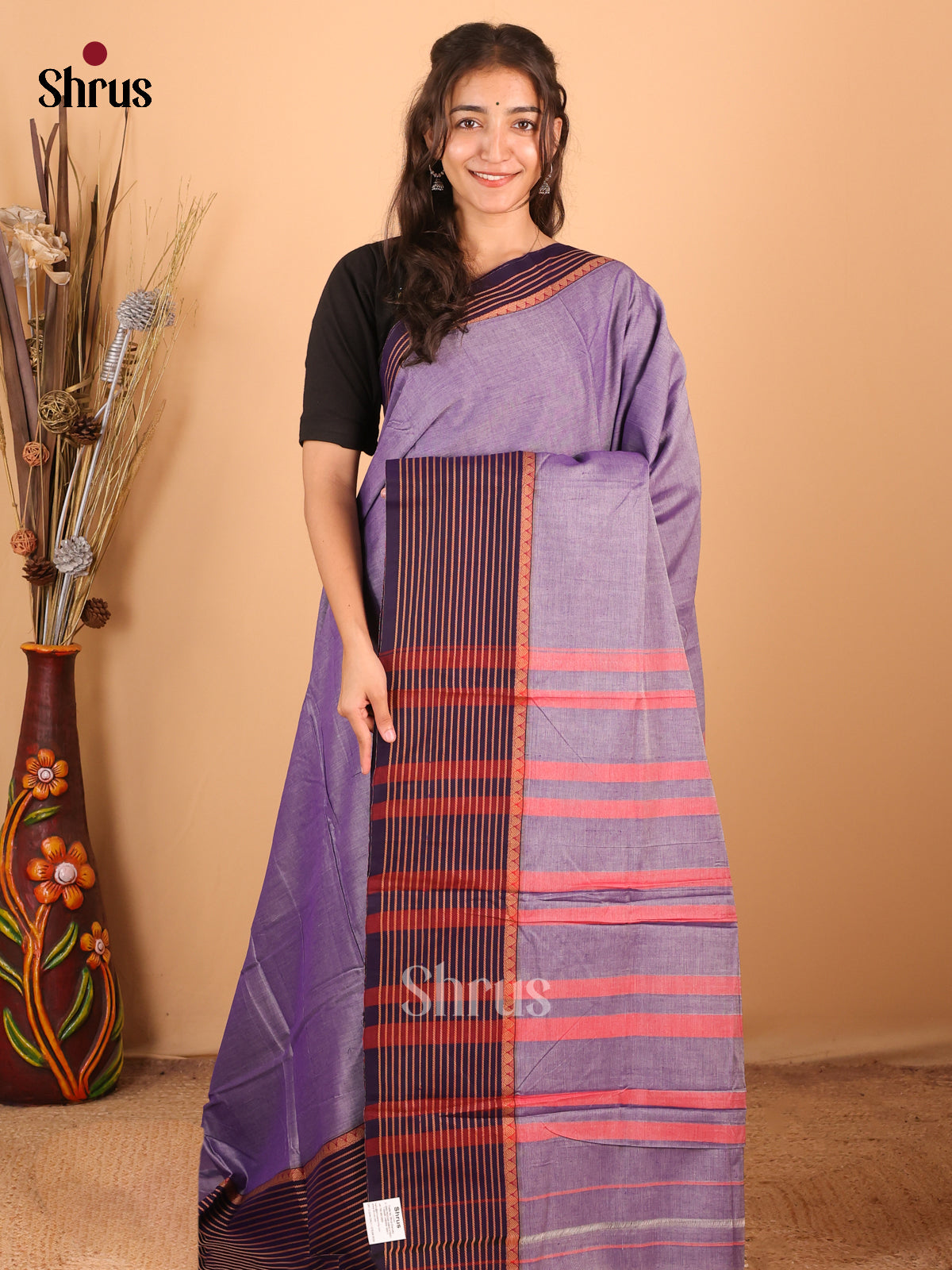 Lavender & Violet - Narayanpet Cotton Saree - Shop on Shrus.com